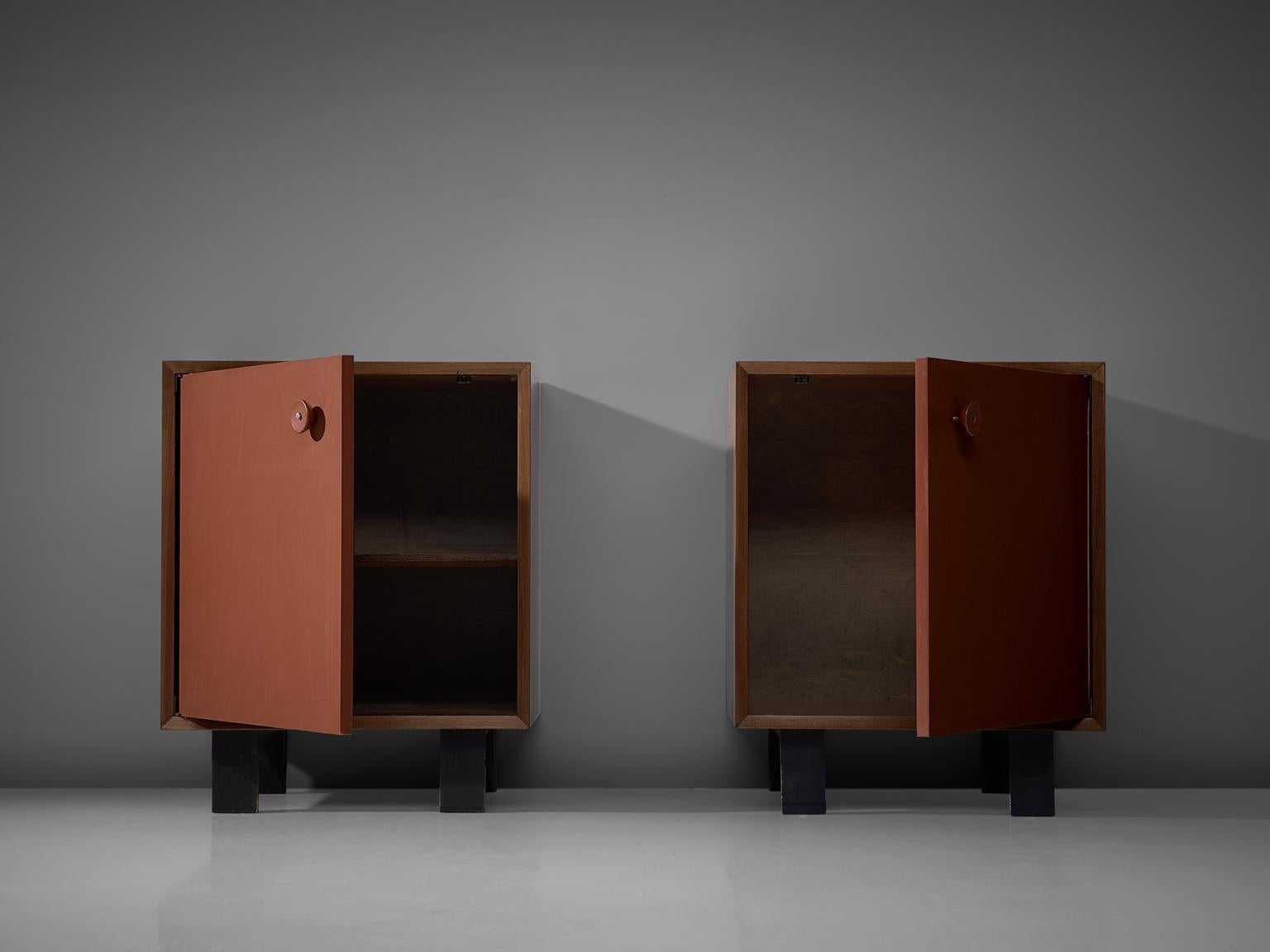 George Nelson Pair of Red Cabinets im Zustand „Gut“ in Waalwijk, NL