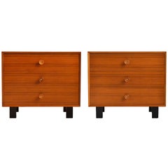 Vintage George Nelson Pair of Walnut Basic Cabinet Group Dressers