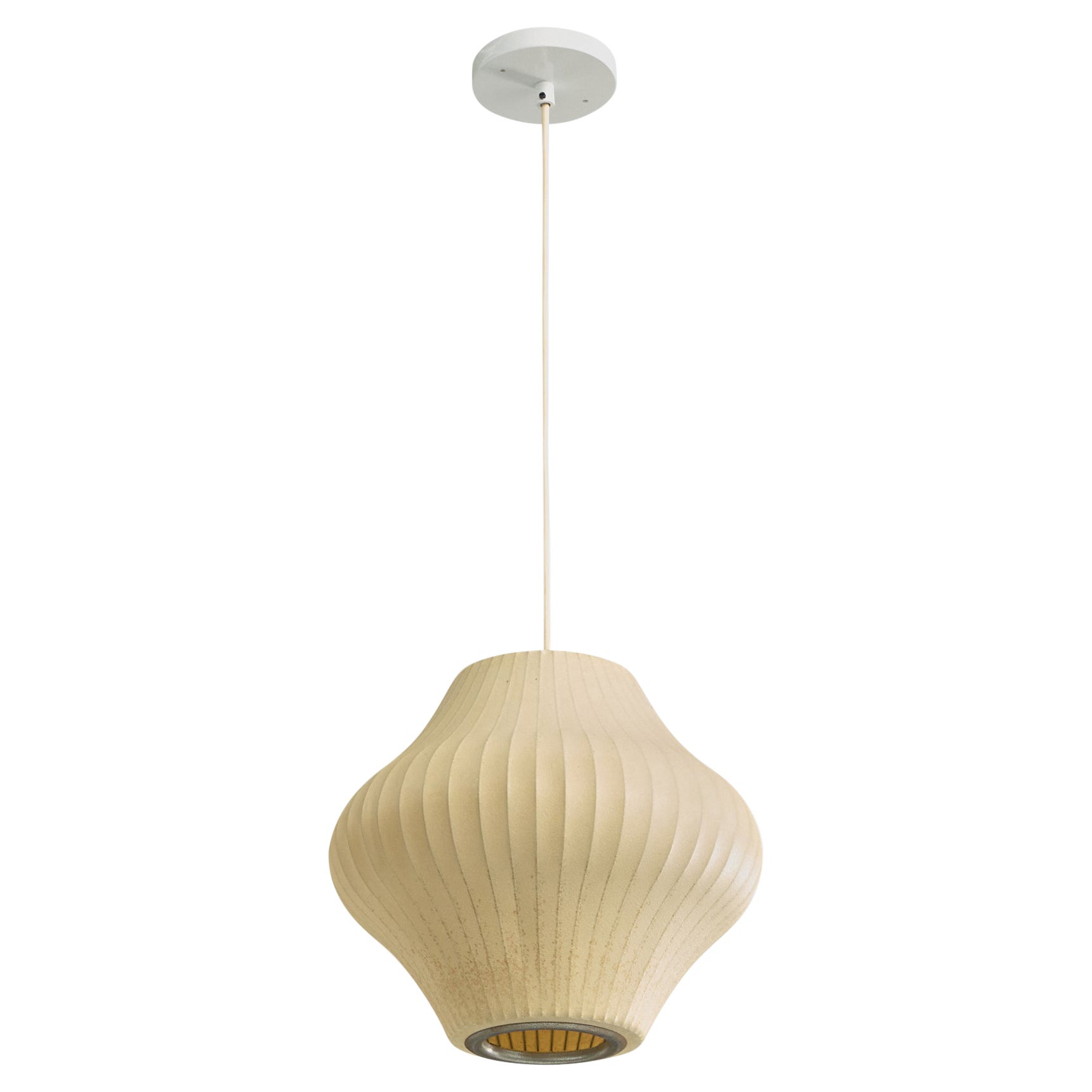 George Nelson, Pear Bubble Pendant, Steel, Spray Plastic, USA, 1950s For Sale