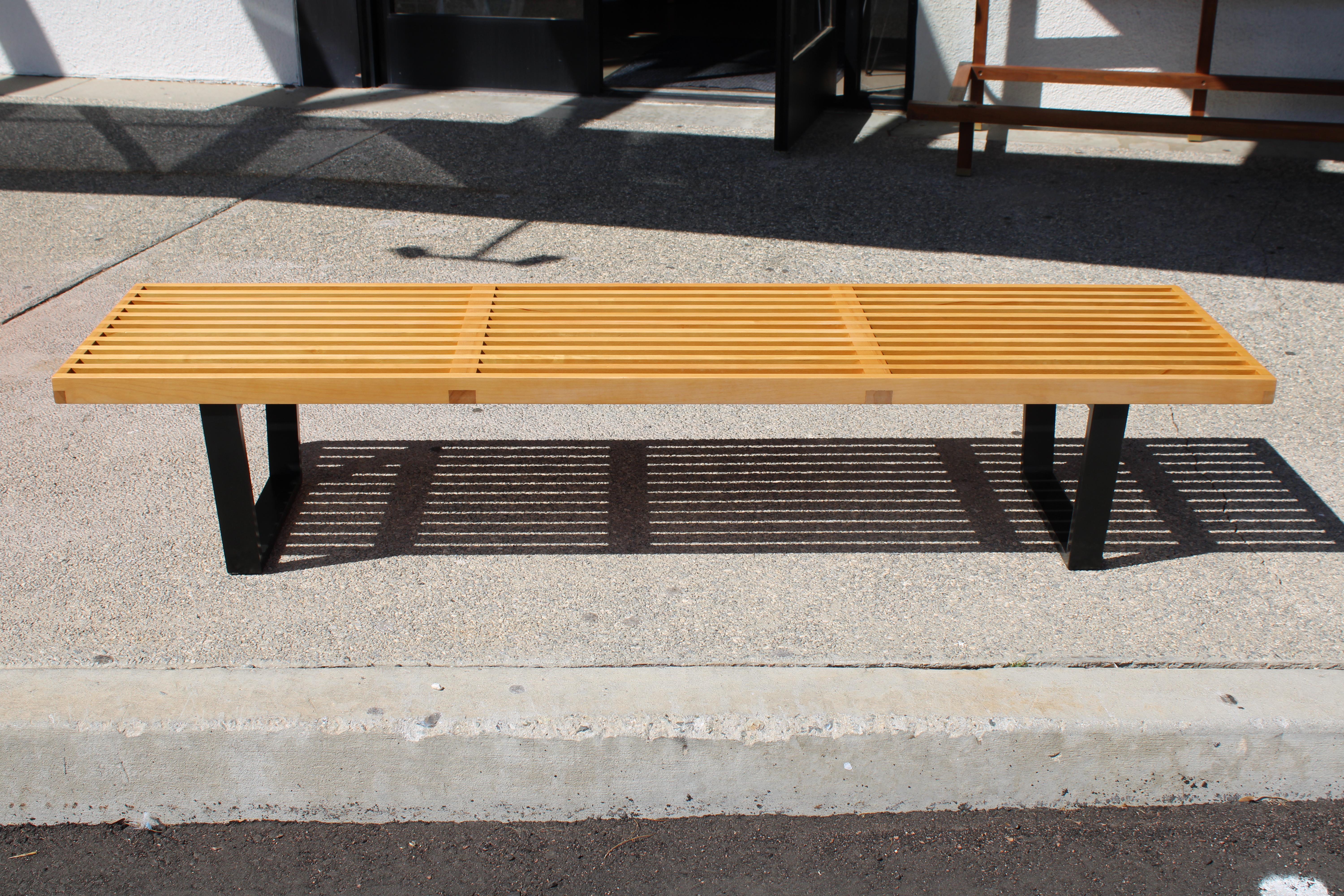 George Nelson platform bench for Herman Miller, Michigan. Bench measures 72.5