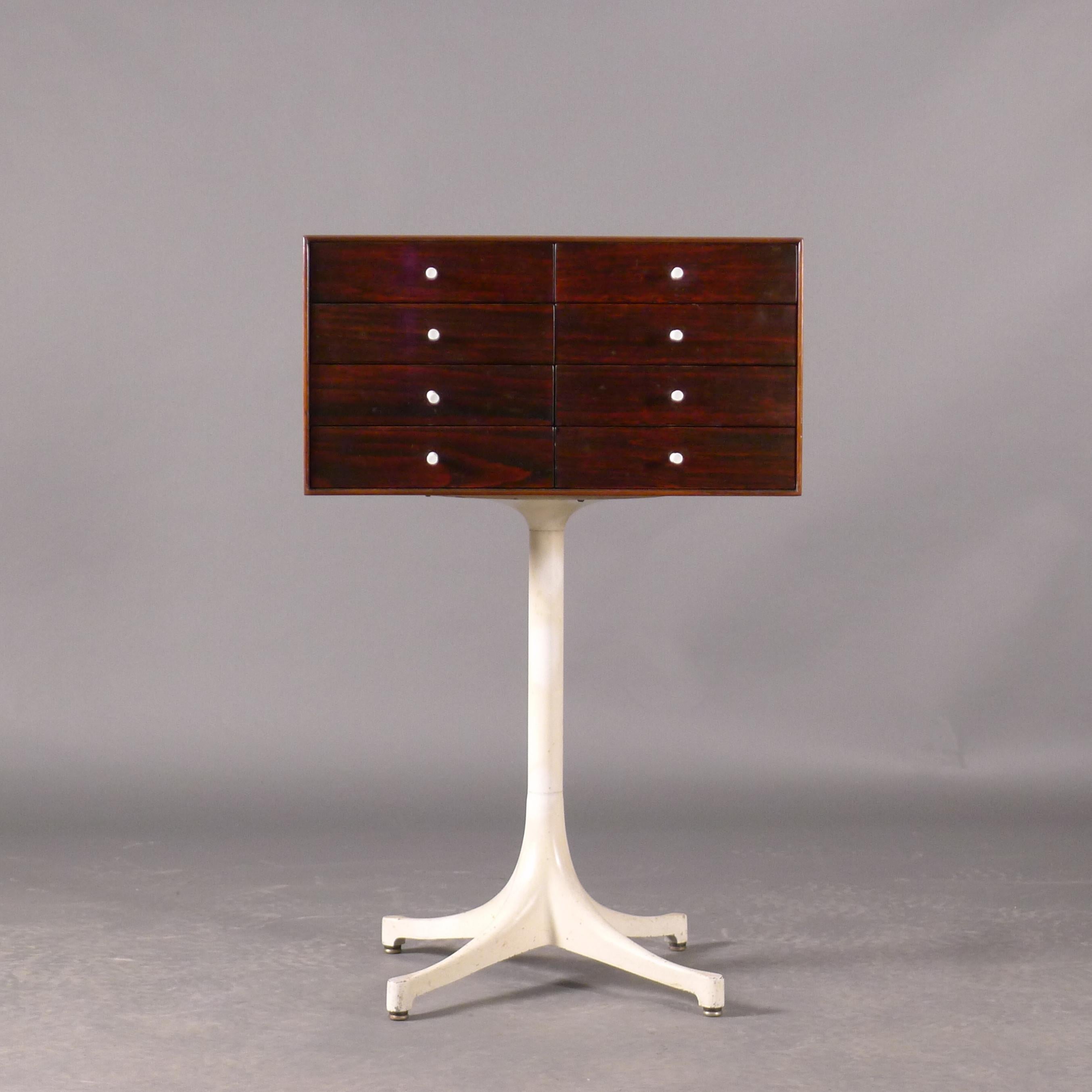 Métal George Nelson, boîte à bijoux en bois de rose, années 1950 en vente