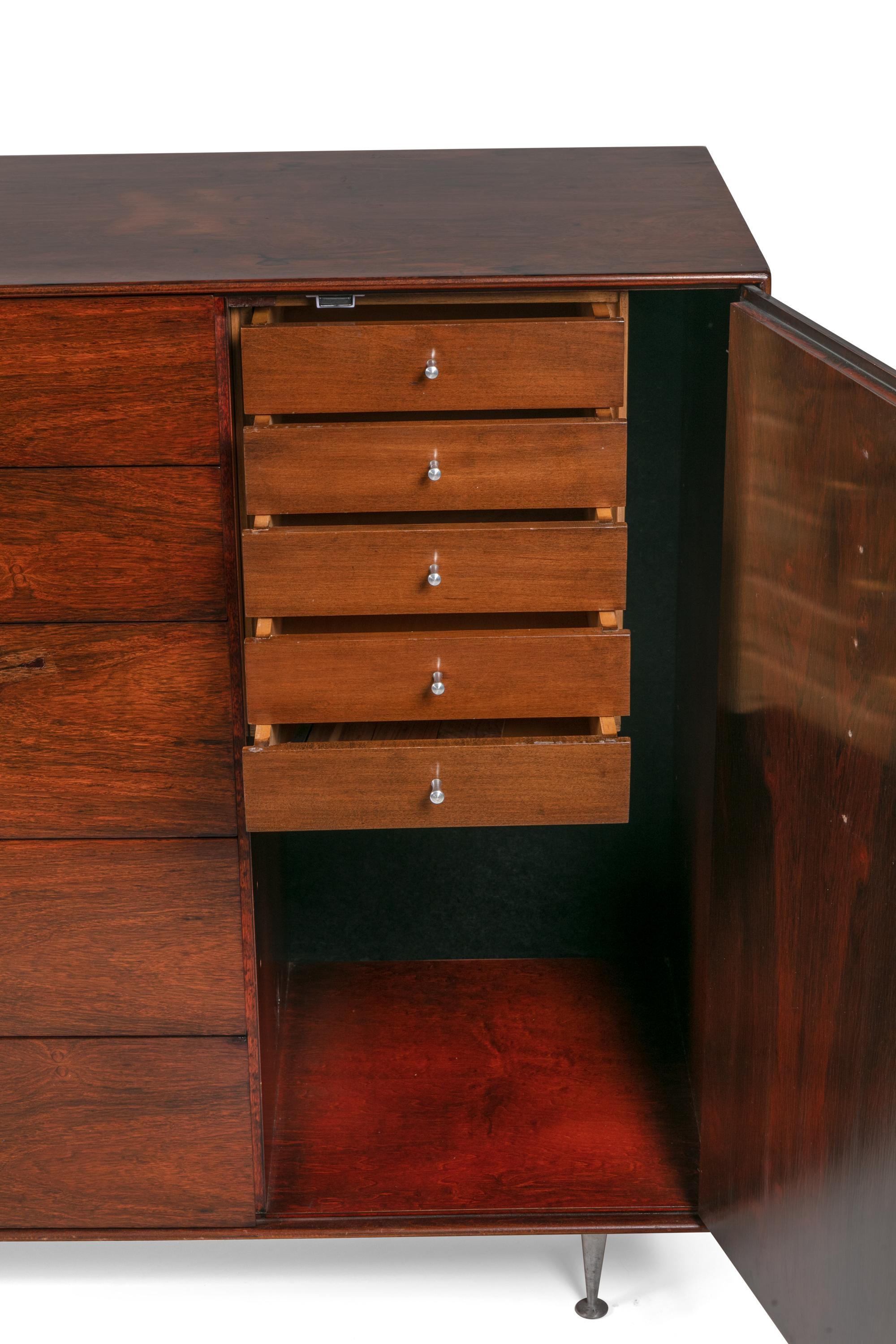 George Nelson Rosewood Thin Edge Chest of Drawers/Cabinet, Herman Miller, 1950s In Good Condition In New York, NY