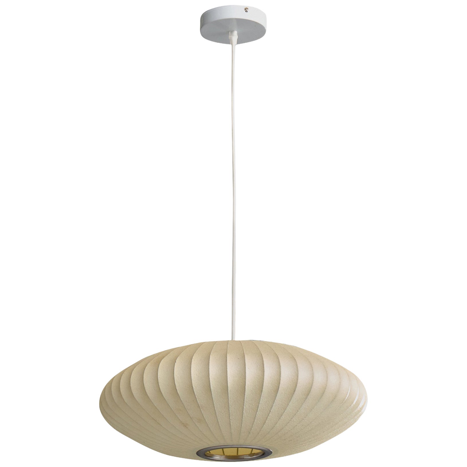 George Nelson, Saucer Bubble Pendant, Steel, Spray Plastic, USA, 1950s