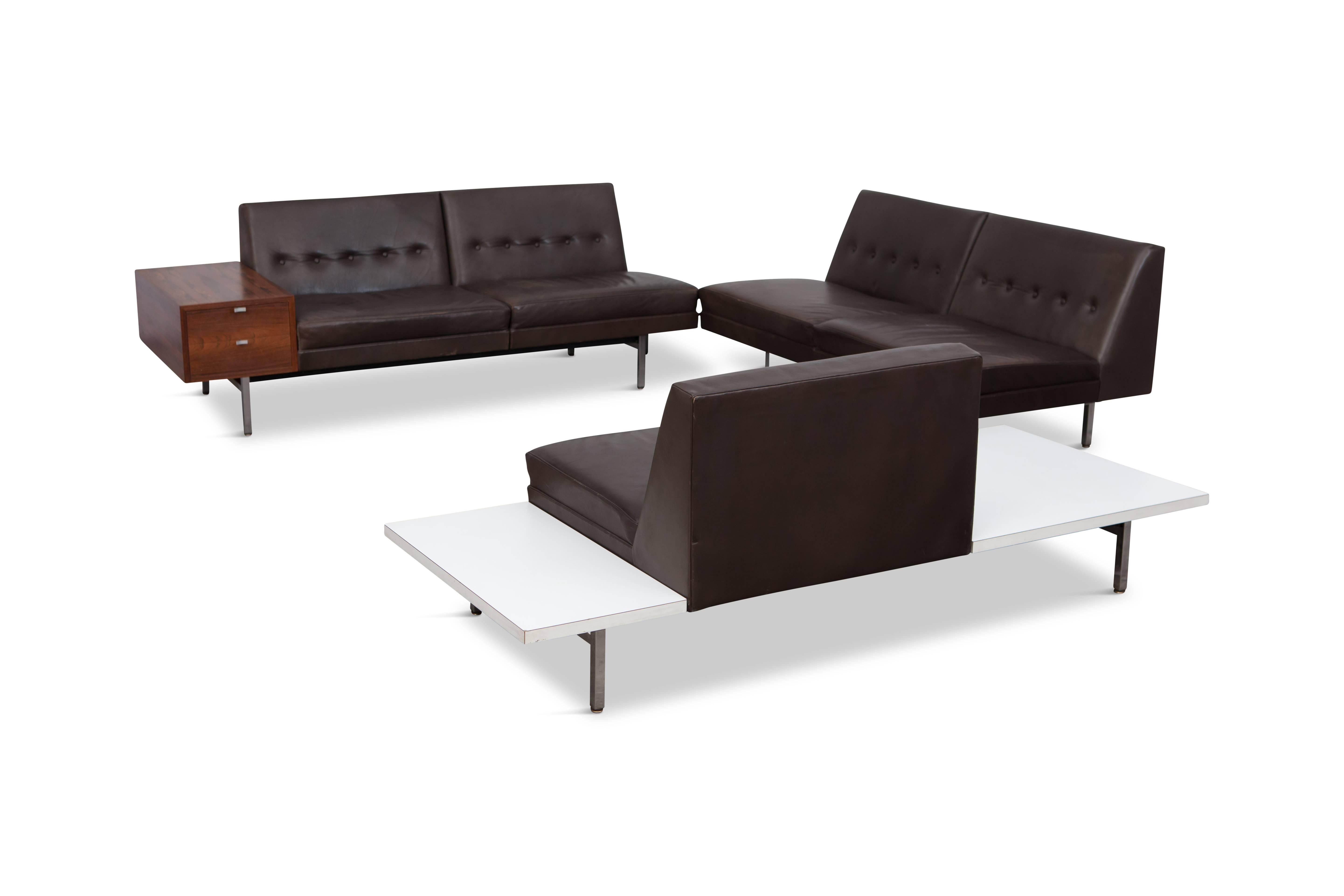 George Nelson Sectional Sofa in Dark Leather for Herman Miller 1