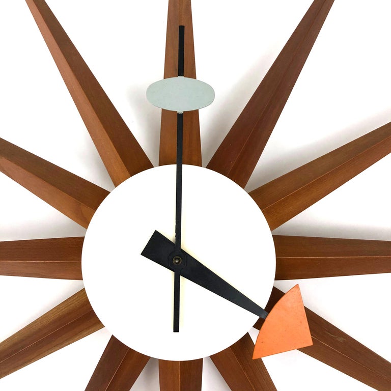 Nelson Spike Sunburst Wall Clock for Howard Miller For Sale at