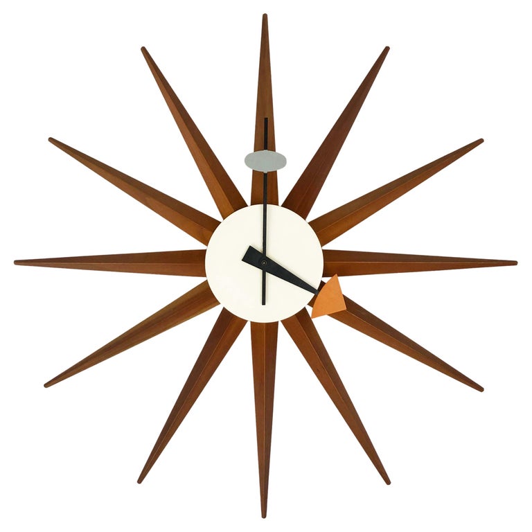 Nelson Spike Sunburst Wall Clock for Howard Miller For Sale at
