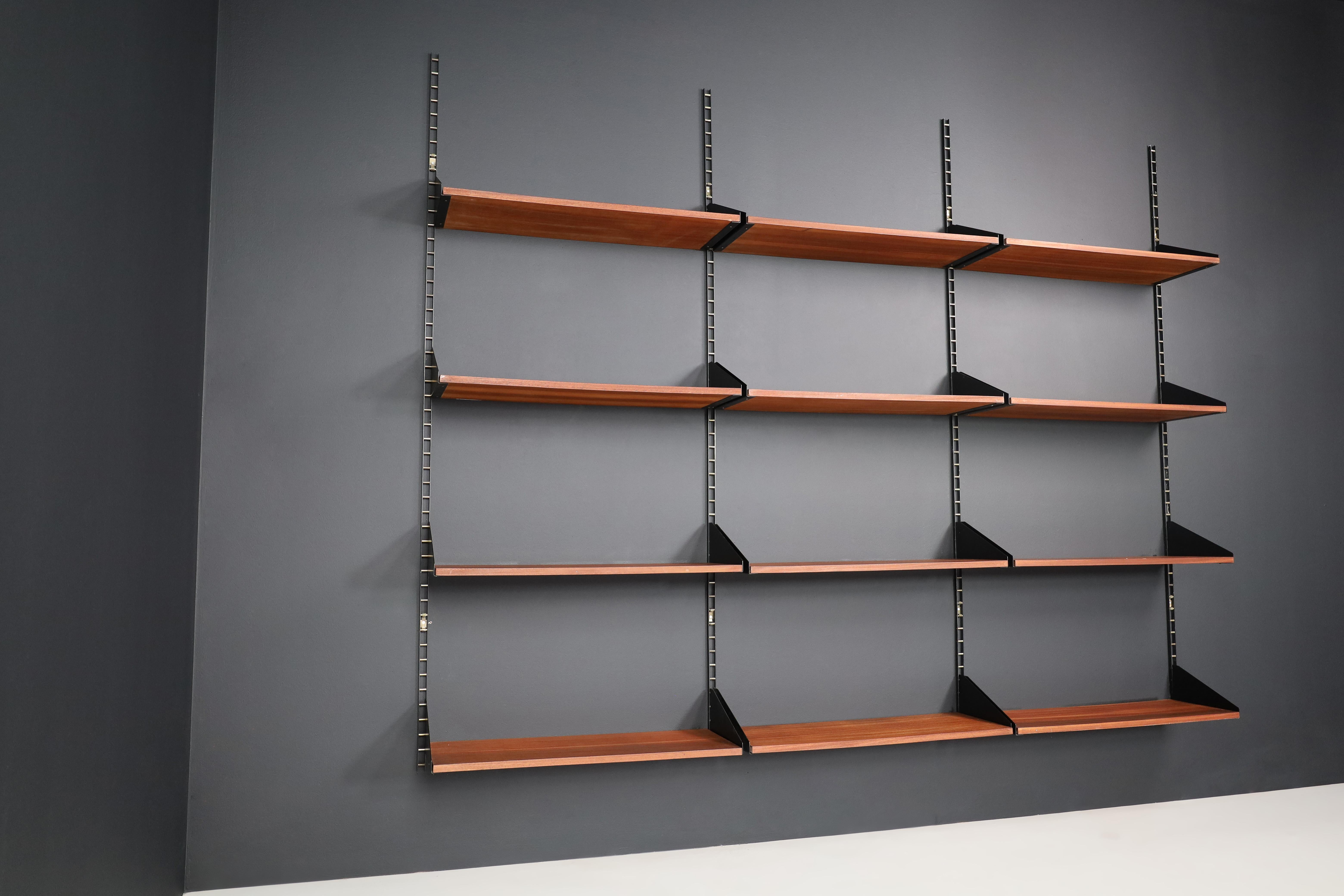 Mid-Century Modern George Nelson Steel and Brass Wall Unit / Book Shelf USA 1960s