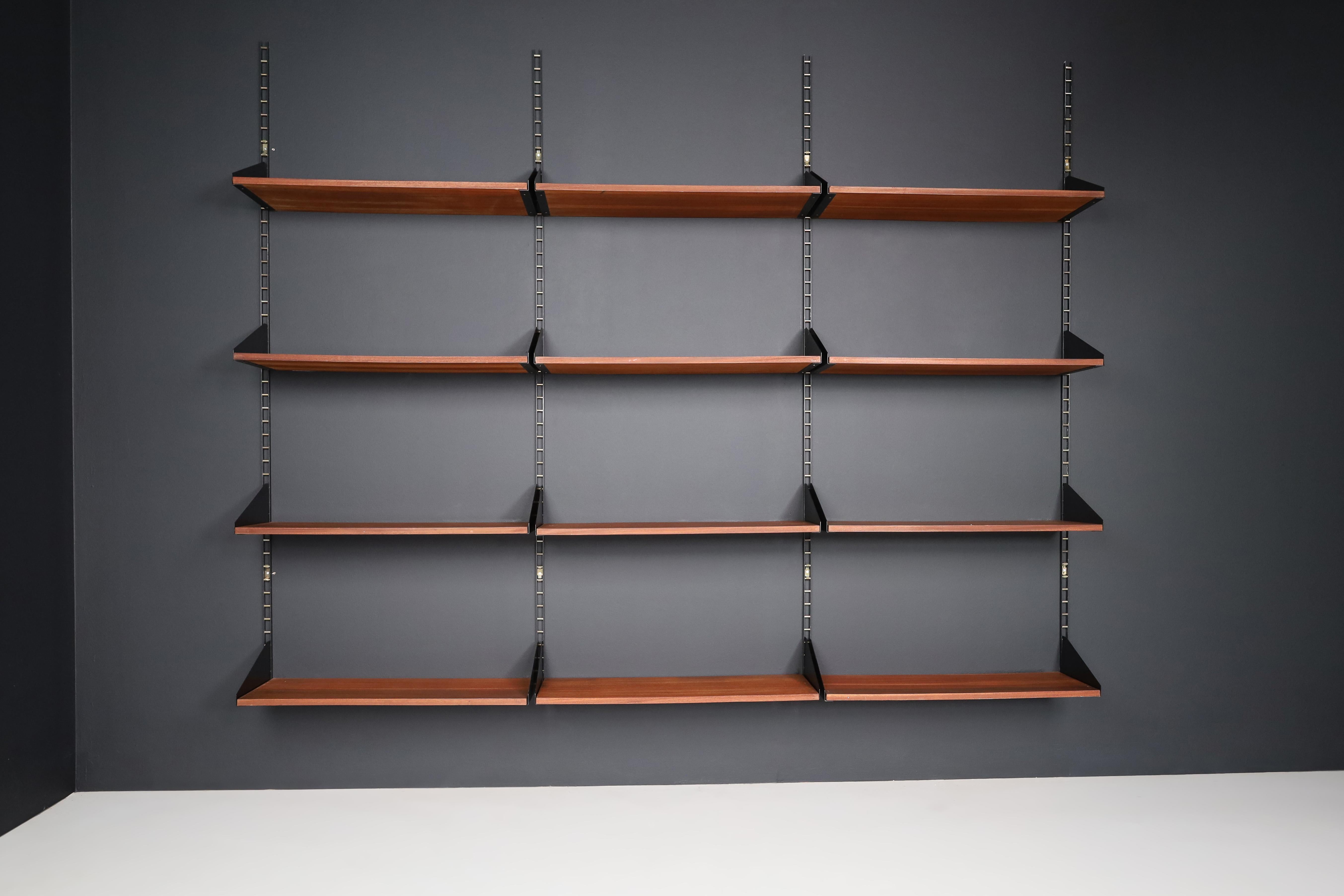 George Nelson Steel and Brass Wall Unit / Book Shelf USA 1960s 1