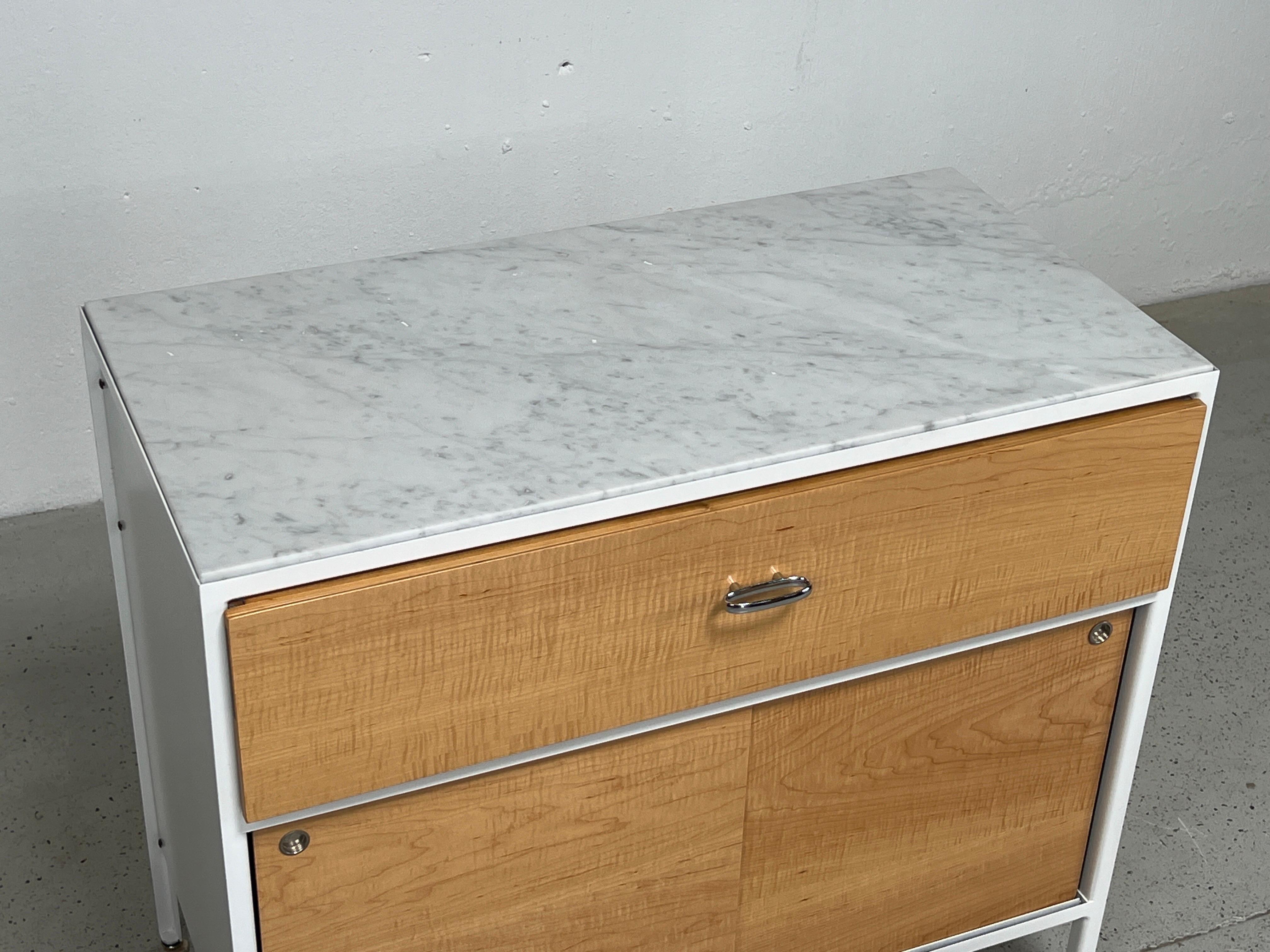 Metal George Nelson Steel Frame Cabinet with Marble Top For Sale
