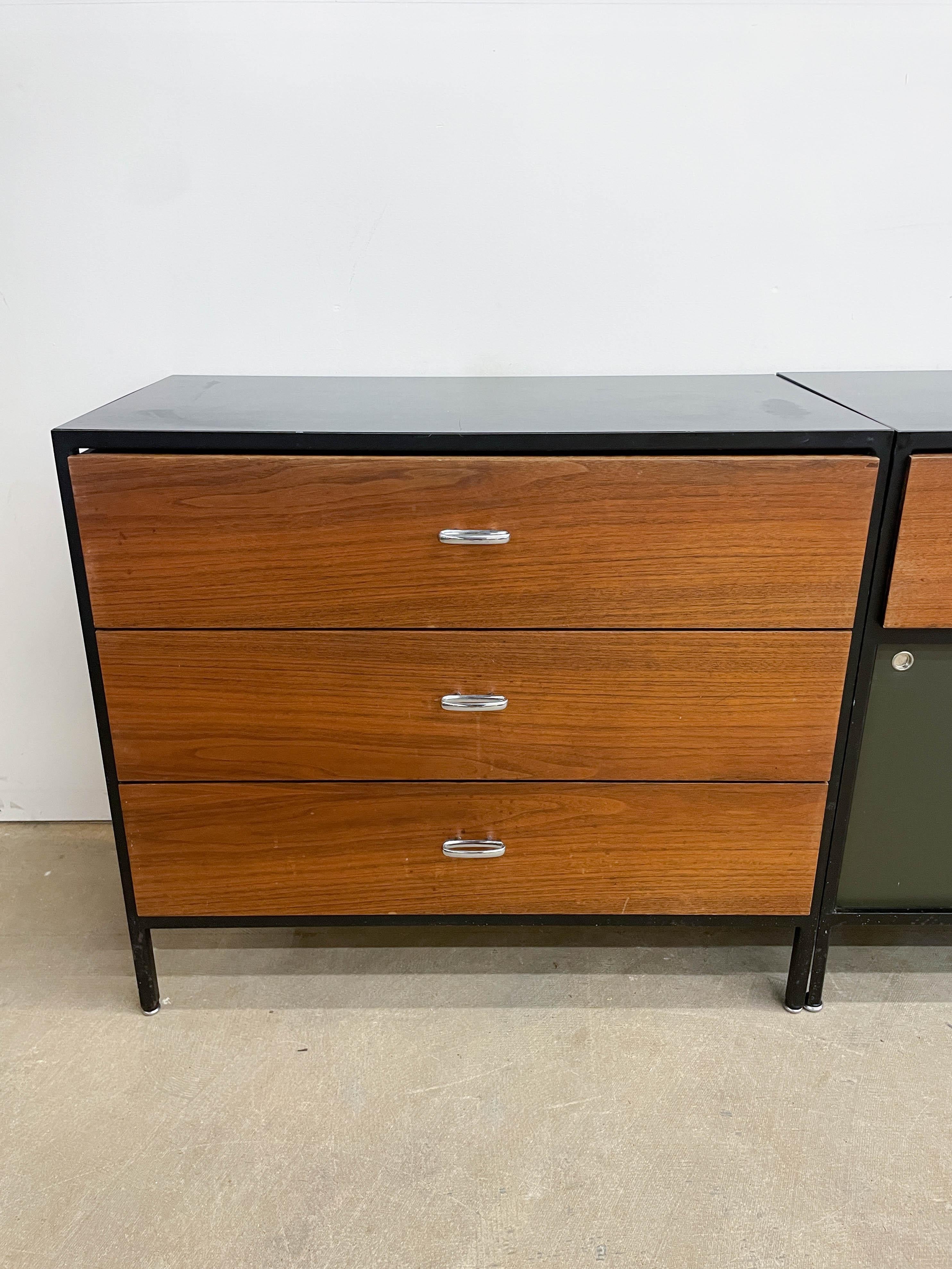 Mid-Century Modern George Nelson Steel frame case dressers and desk set.