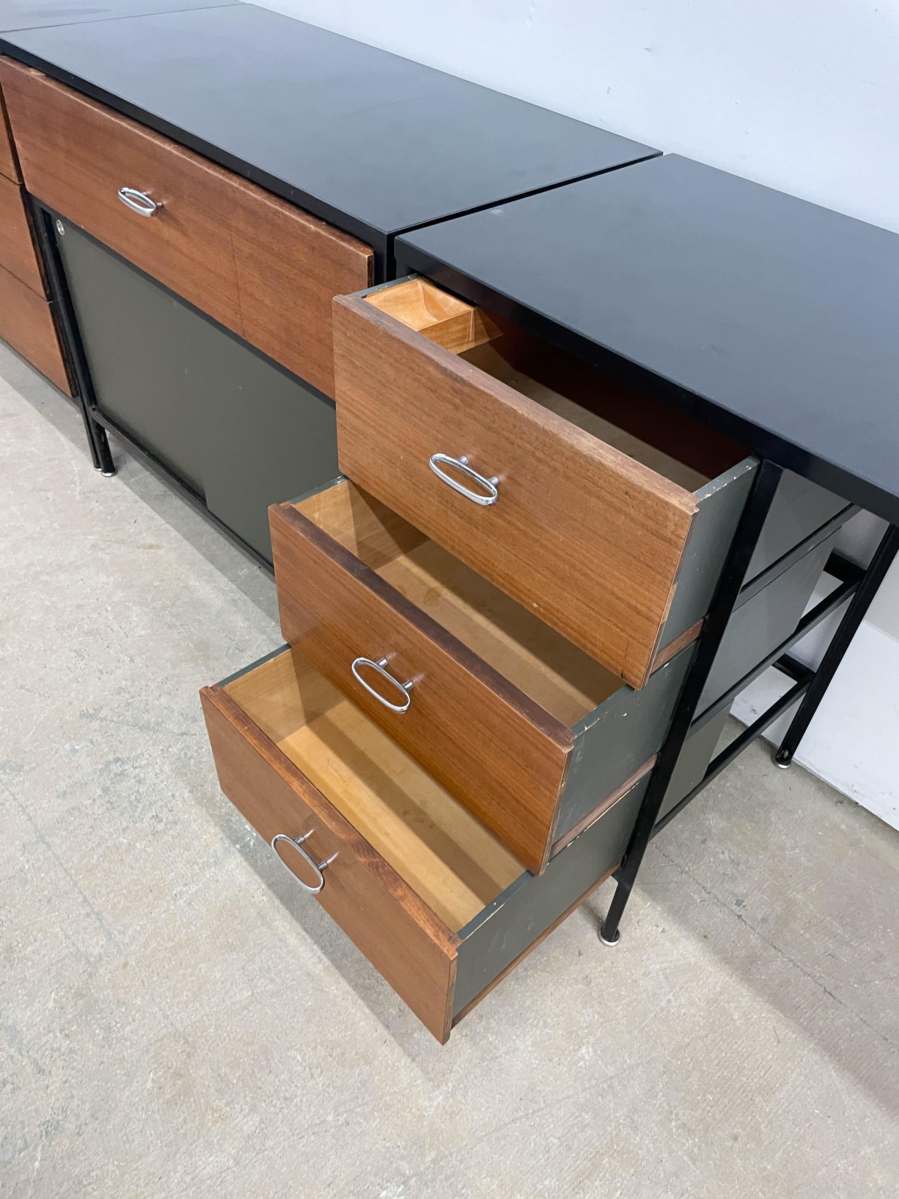 George Nelson Steel frame case dressers and desk set. 1