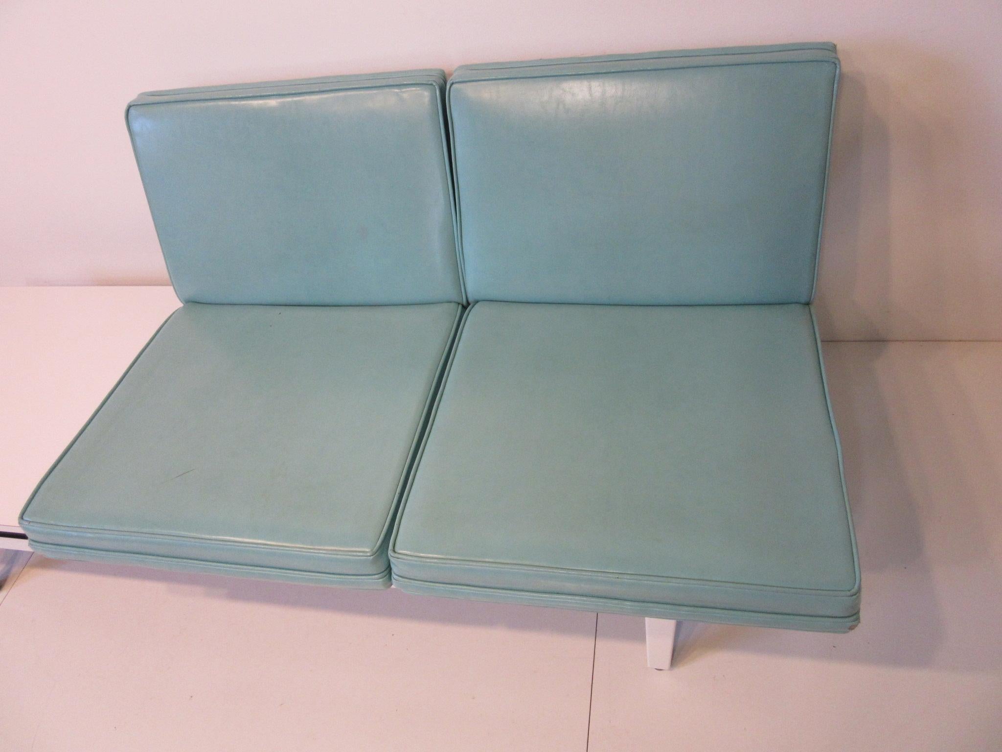 20th Century George Nelson Steel Frame Sofa with Side Table for Herman Miller