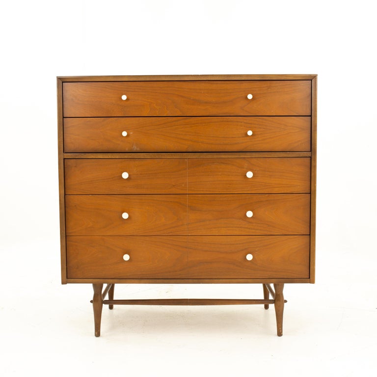 George Nelson style Harmony House Mid Century 5 drawer highboy dresser
Dresser measures: 40.5 wide x 18 deep x 41.5 high

This price includes getting this piece in what we call restored vintage condition. That means the piece is permanently fixed