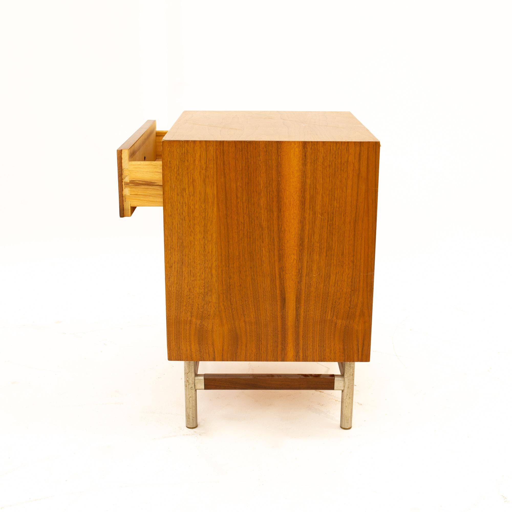 American George Nelson Style Kroehler Signature Line Mid Century Walnut Nightstand For Sale