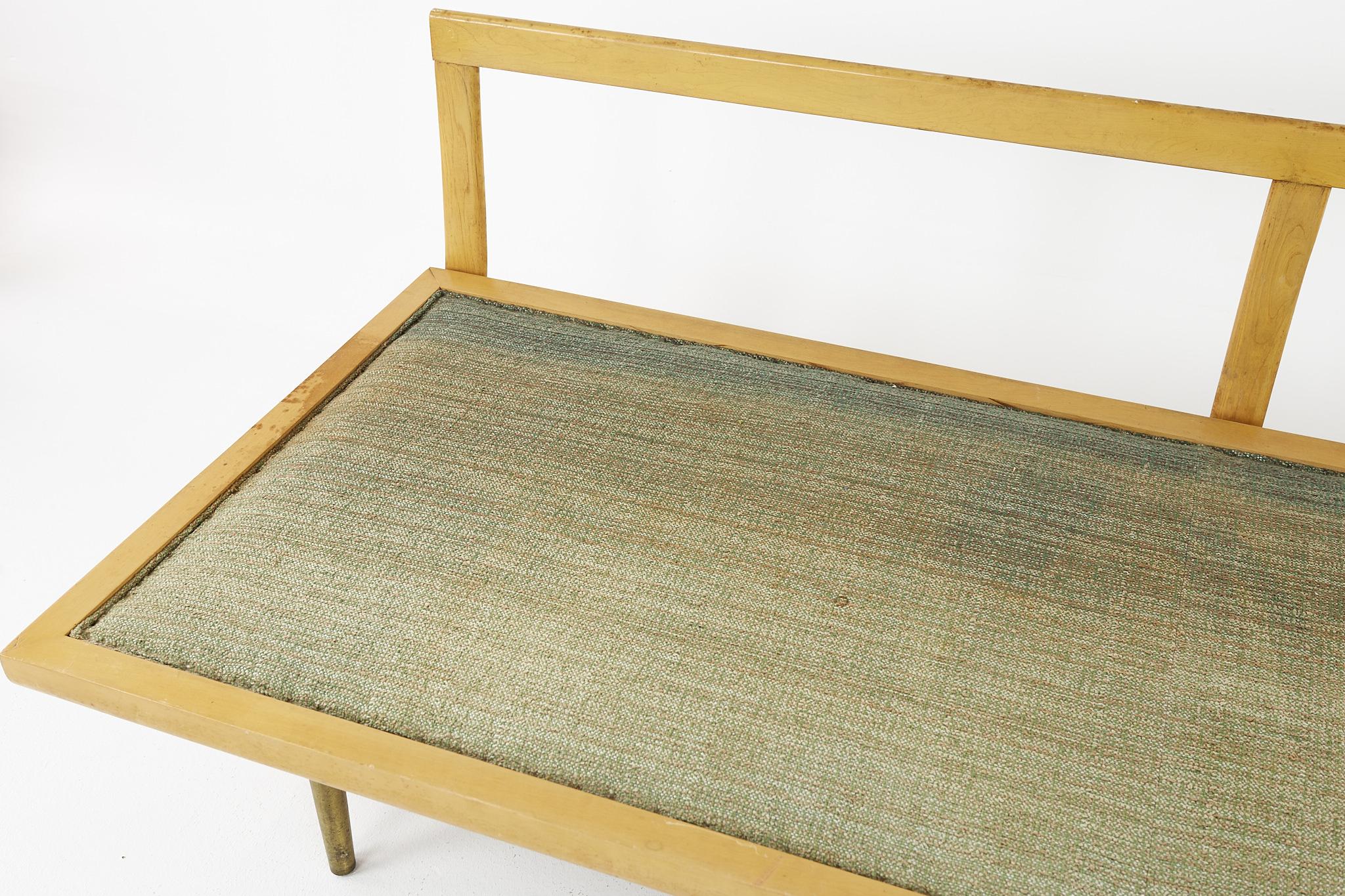George Nelson Style Mid Century Blonde and Brass Daybed 5