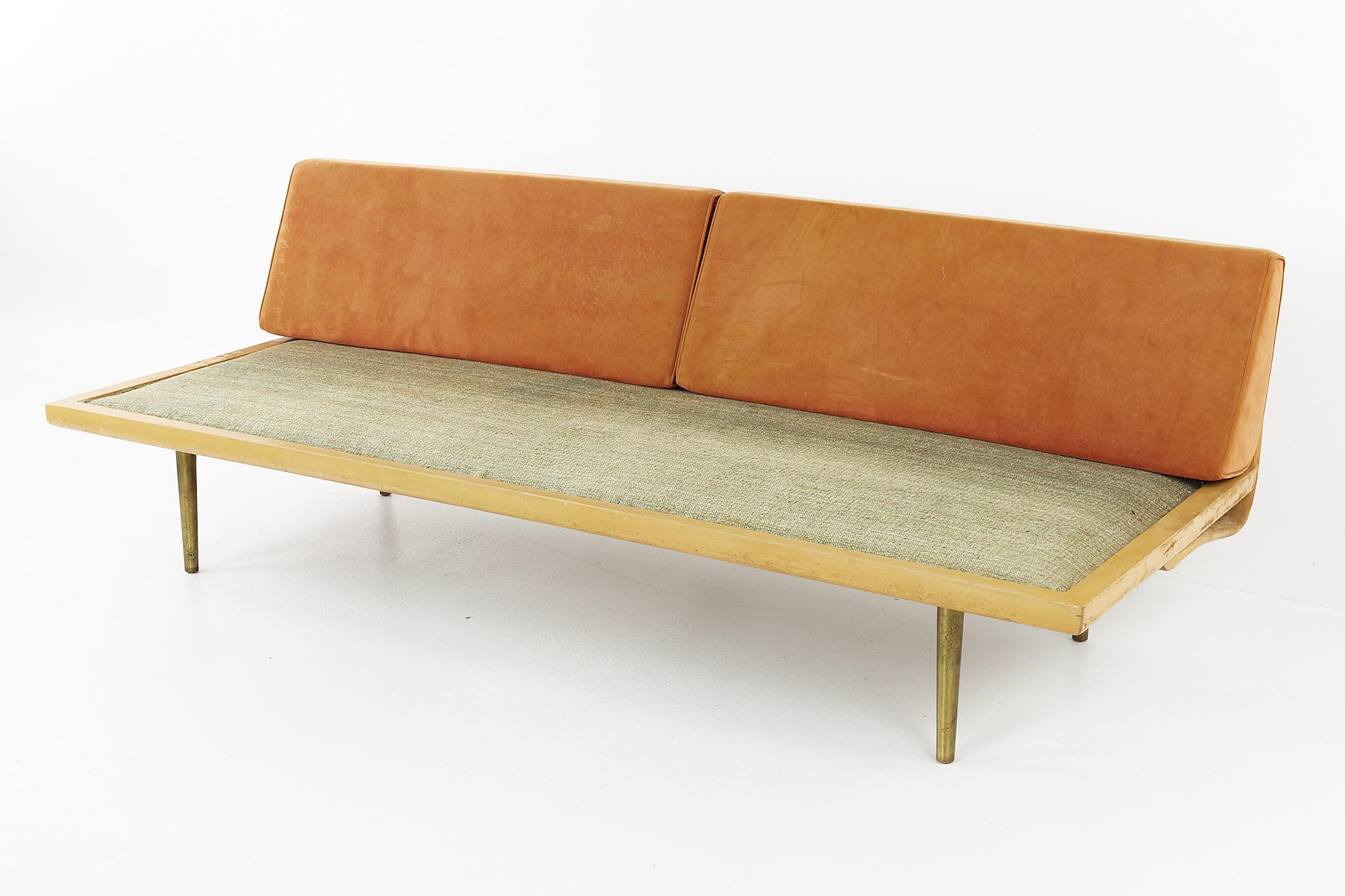 Mid-Century Modern George Nelson Style Mid Century Blonde and Brass Daybed