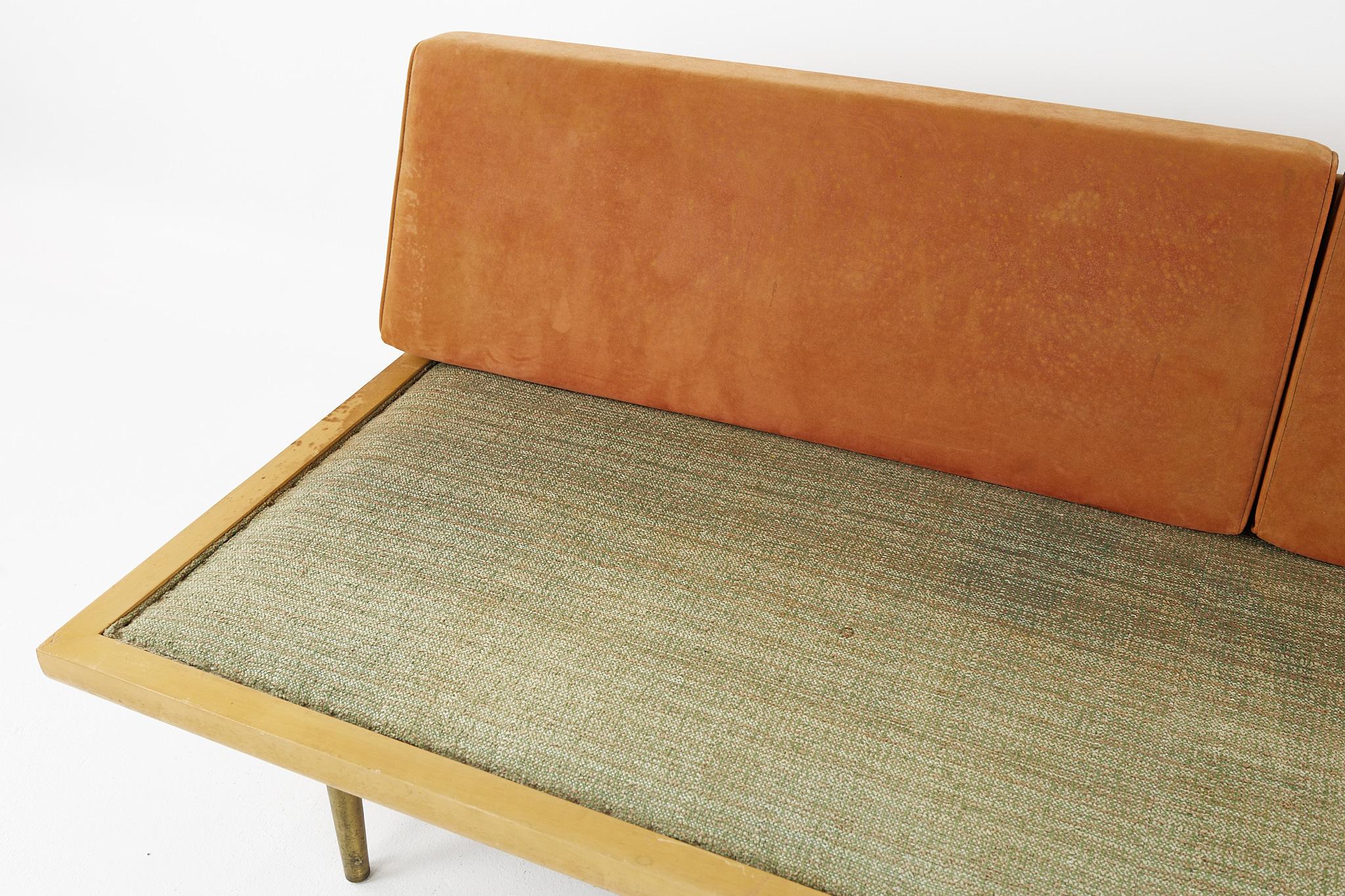 American George Nelson Style Mid Century Blonde and Brass Daybed