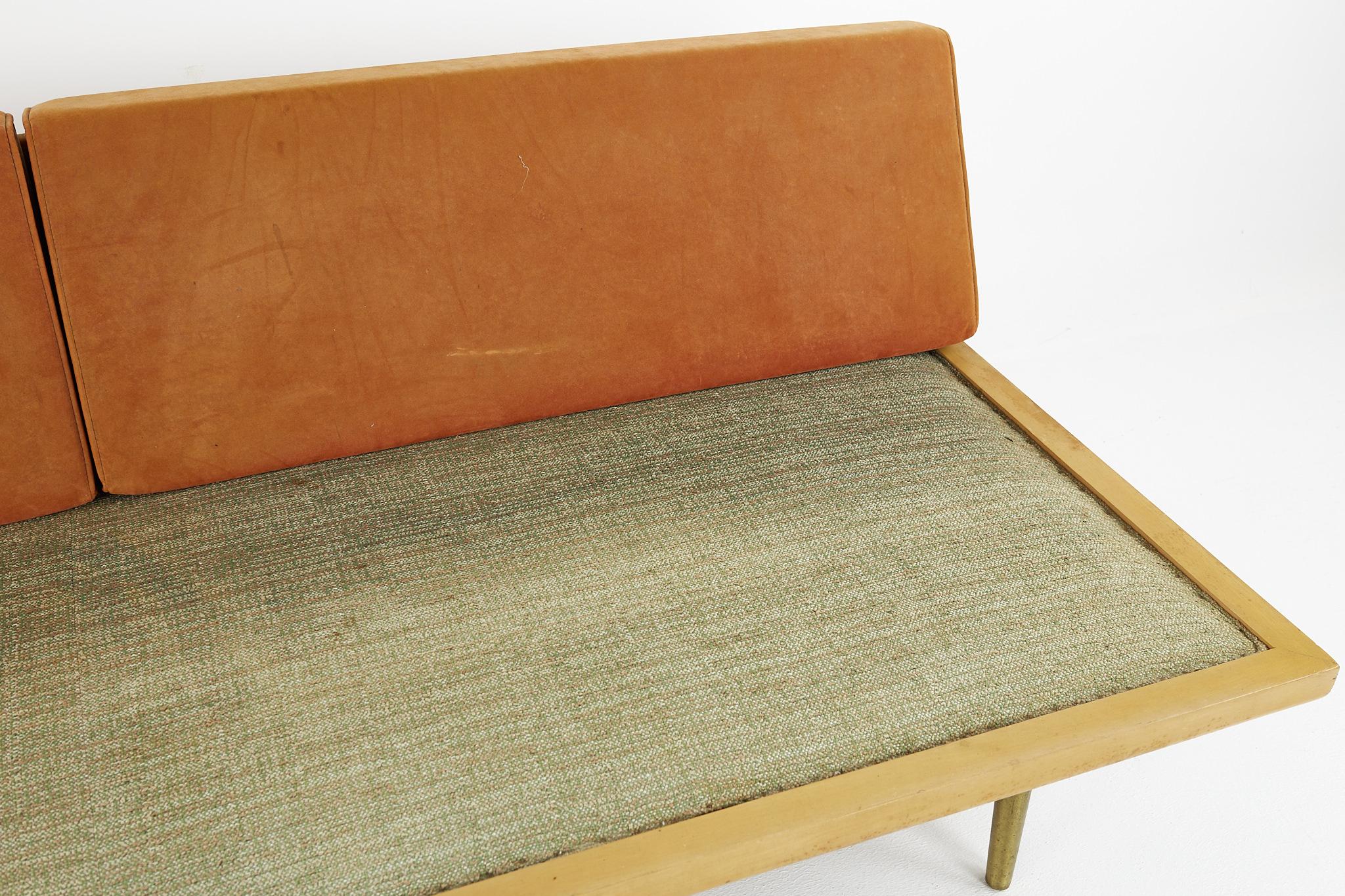 Late 20th Century George Nelson Style Mid Century Blonde and Brass Daybed