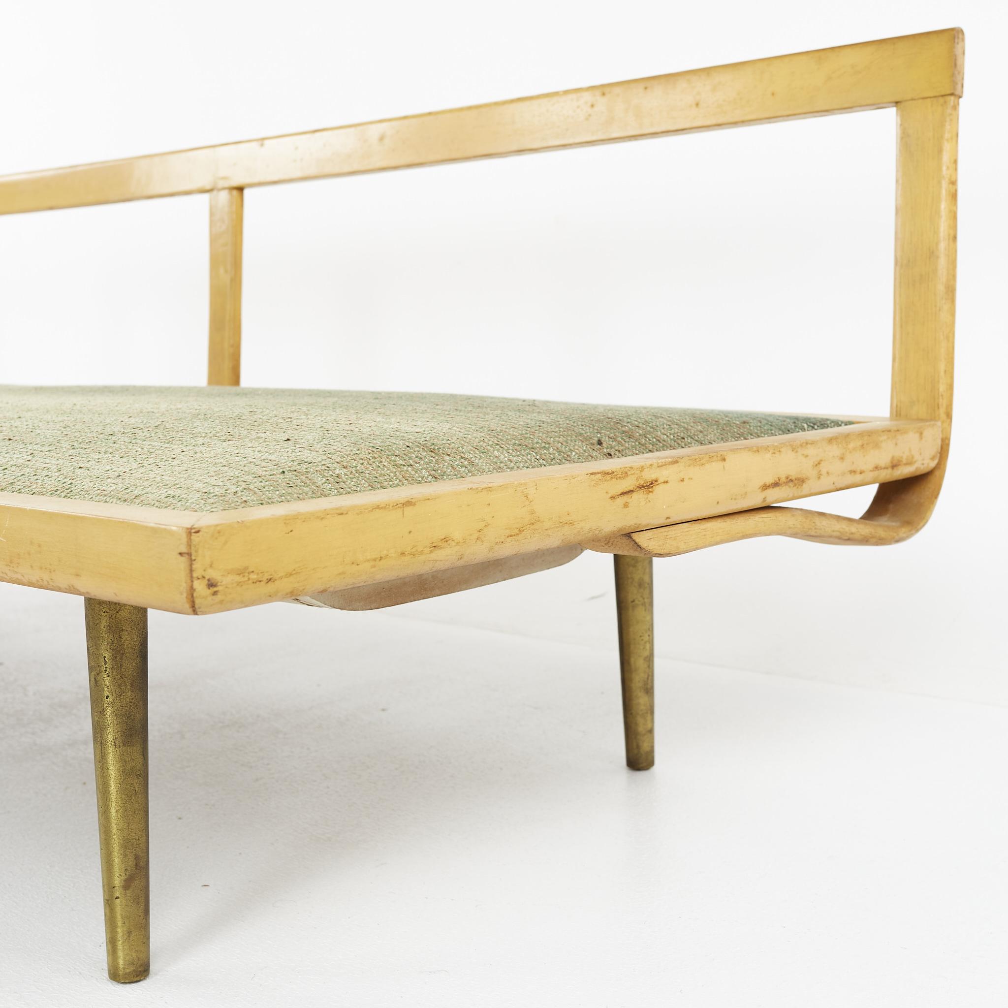 George Nelson Style Mid Century Blonde and Brass Daybed 2