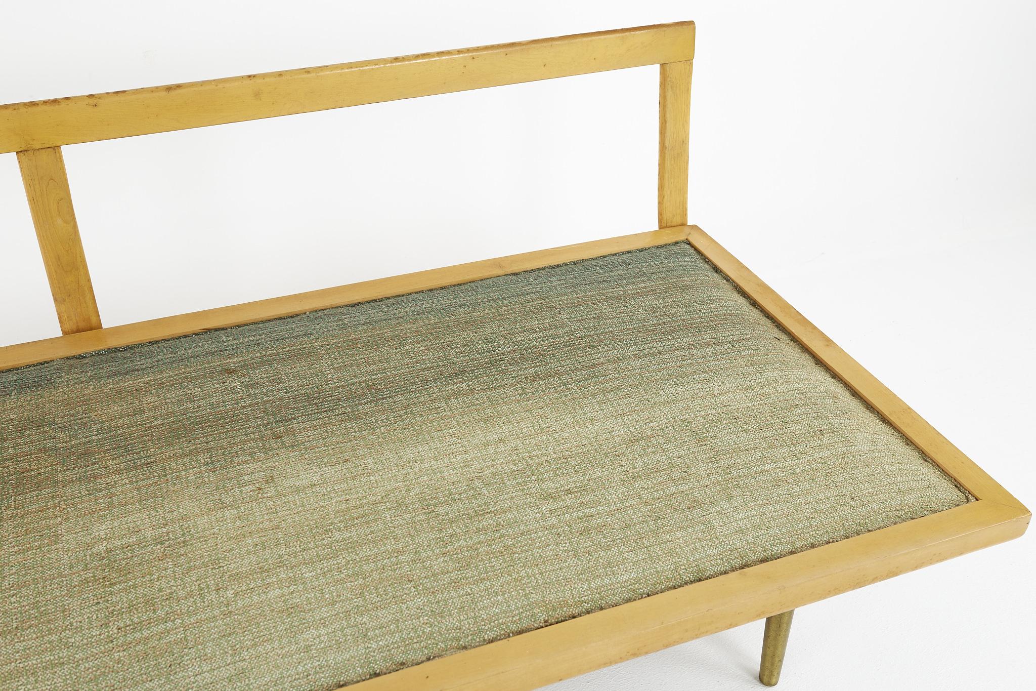 George Nelson Style Mid Century Blonde and Brass Daybed 3