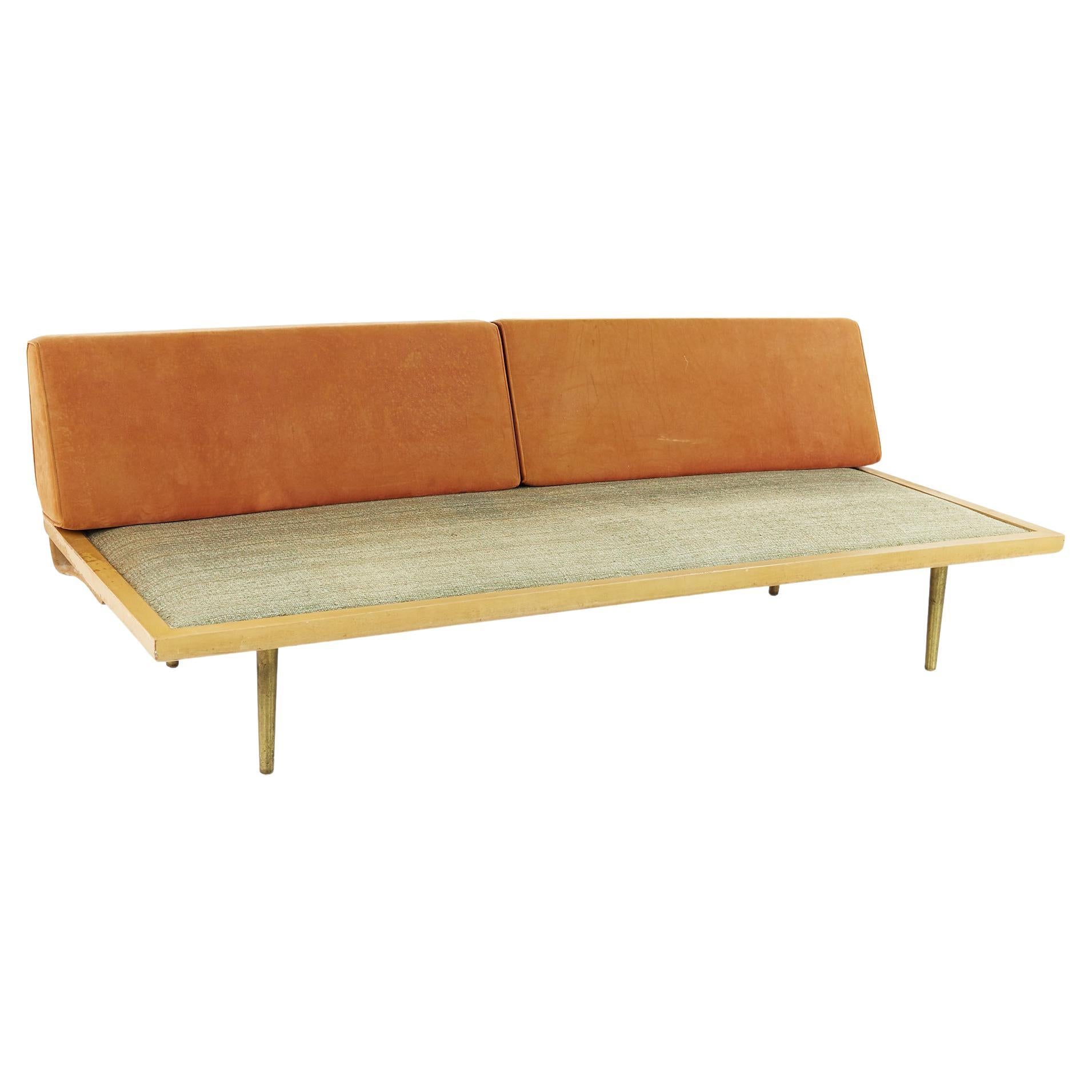 George Nelson Style Mid Century Blonde and Brass Daybed