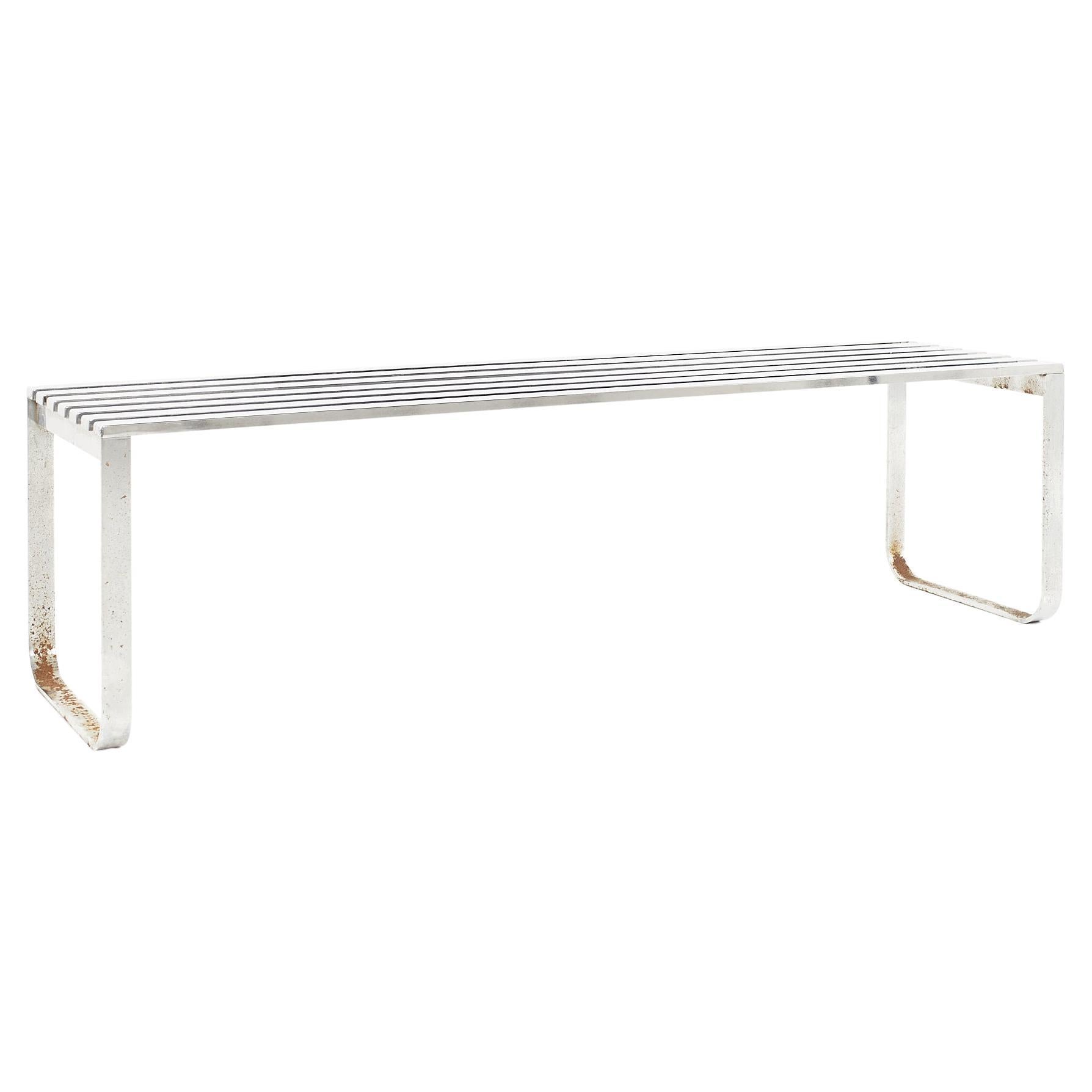George Nelson Style Mid Century Chrome Slat Bench For Sale