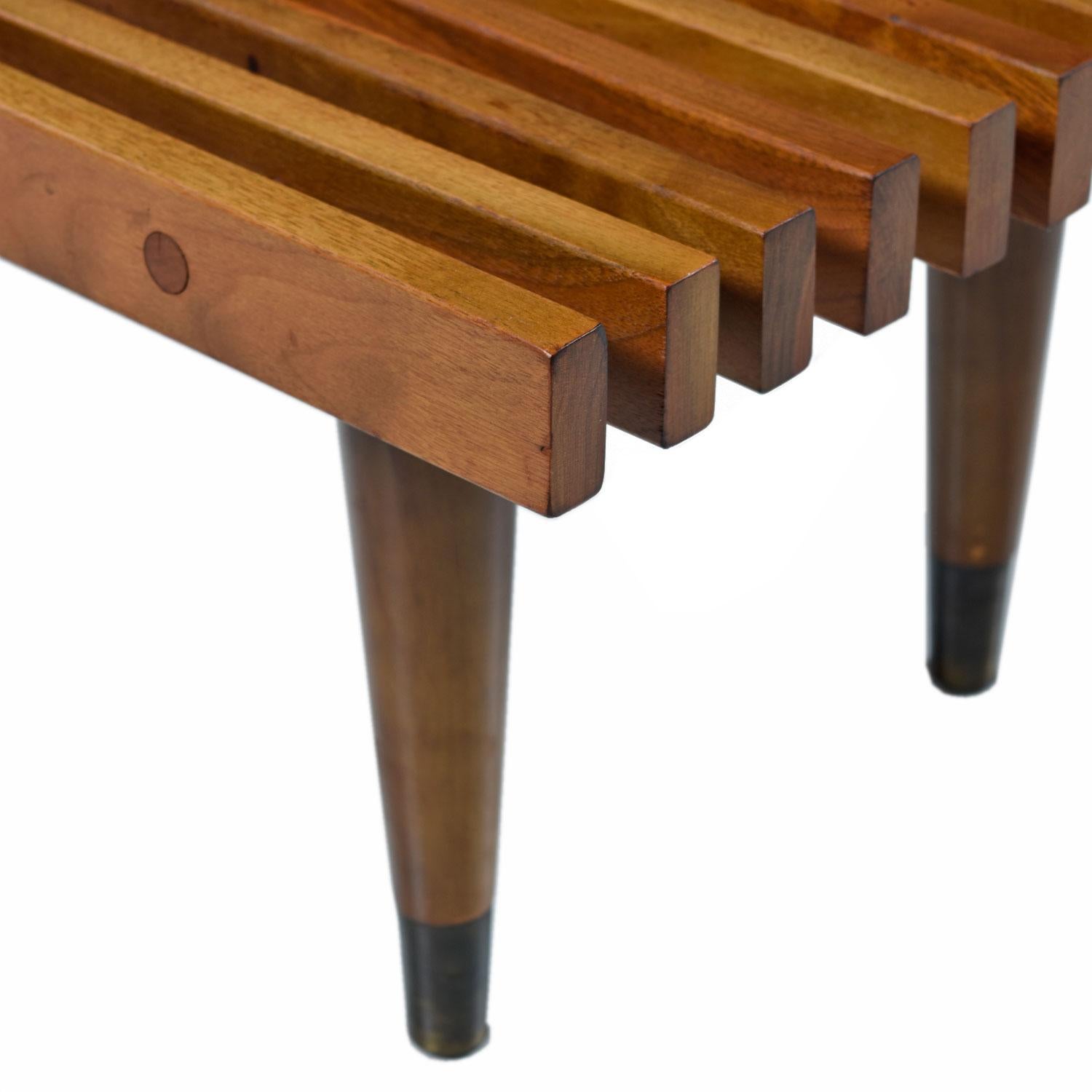 American George Nelson Style Mid-Century Modern Beechwood Slat Bench Coffee Table