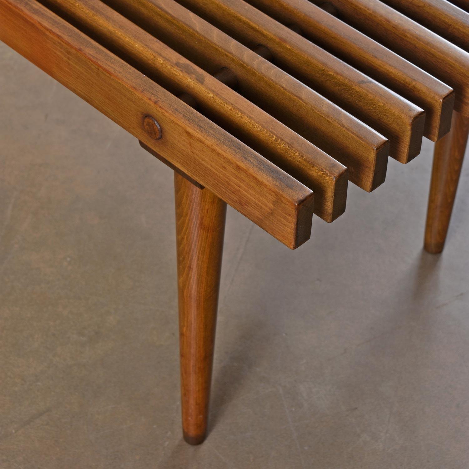 George Nelson Style Mid-Century Modern Beechwood Slat Bench Coffee Table 1