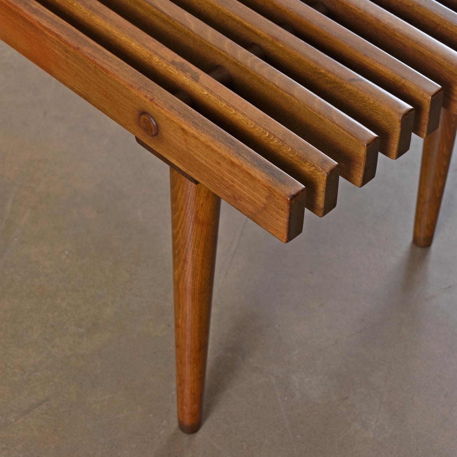 George Nelson Style Mid-Century Modern Beechwood Slat Bench Coffee Table 1