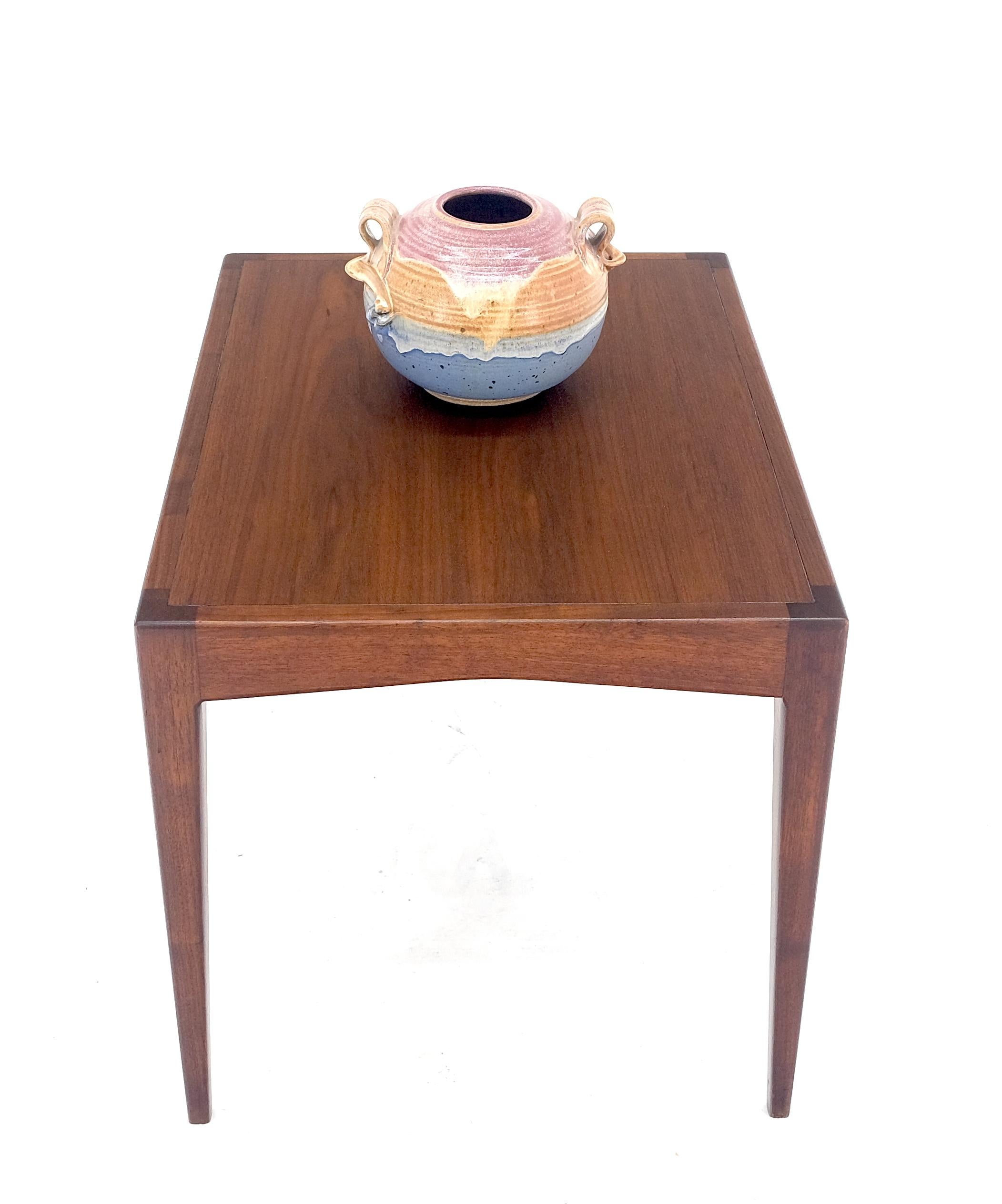 George Nelson Style Mid Century Modern Walnut Side End Table on Tapered Leg MINT For Sale 4