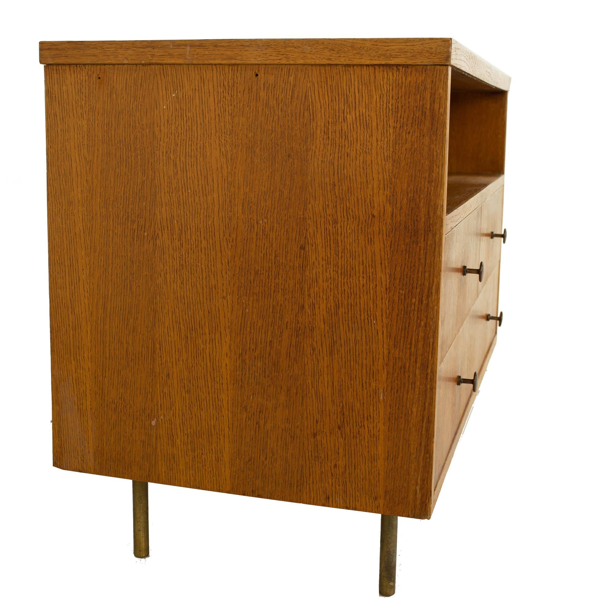 American George Nelson Style Mid Century Oak Bar Media Cabinet For Sale