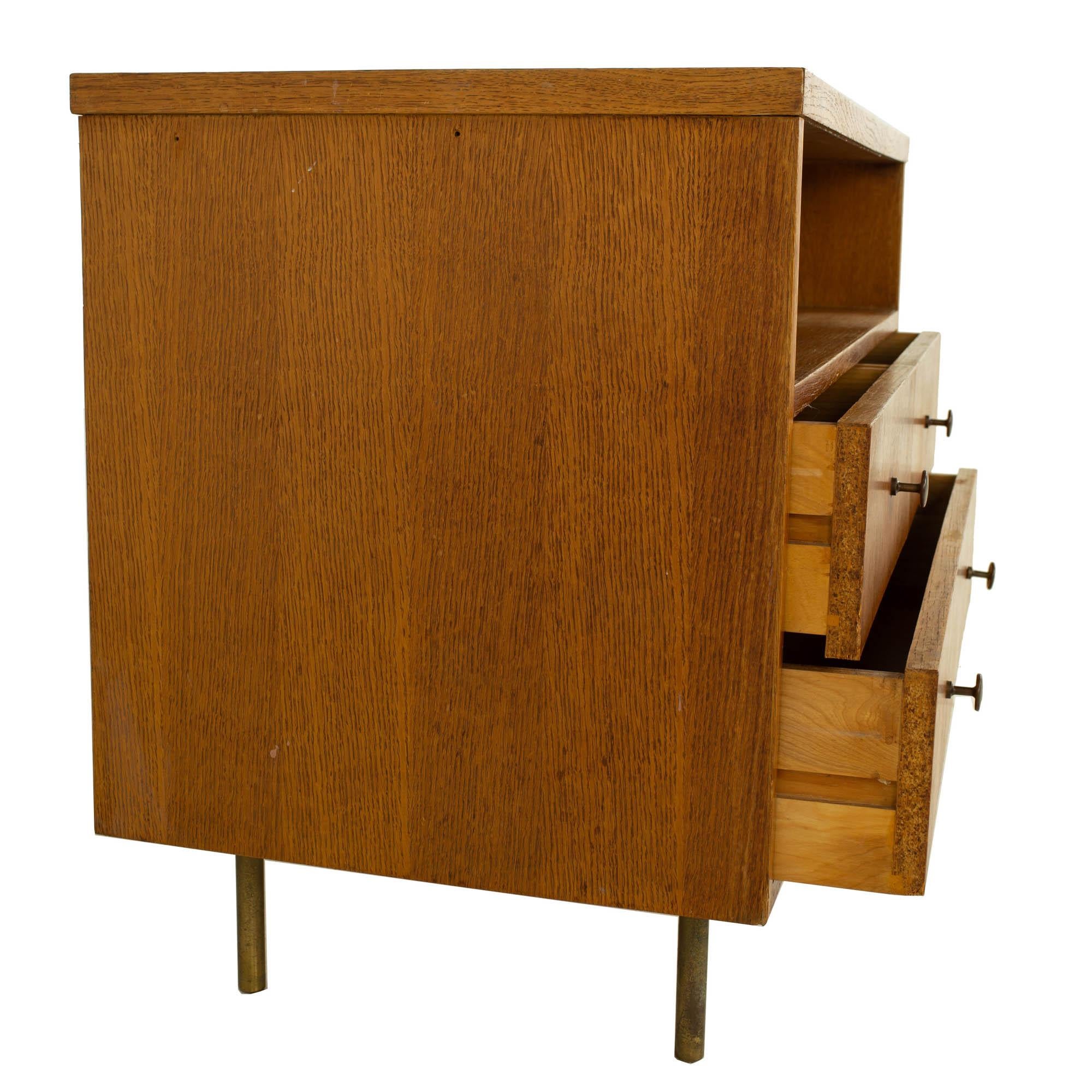 Late 20th Century George Nelson Style Mid Century Oak Bar Media Cabinet For Sale