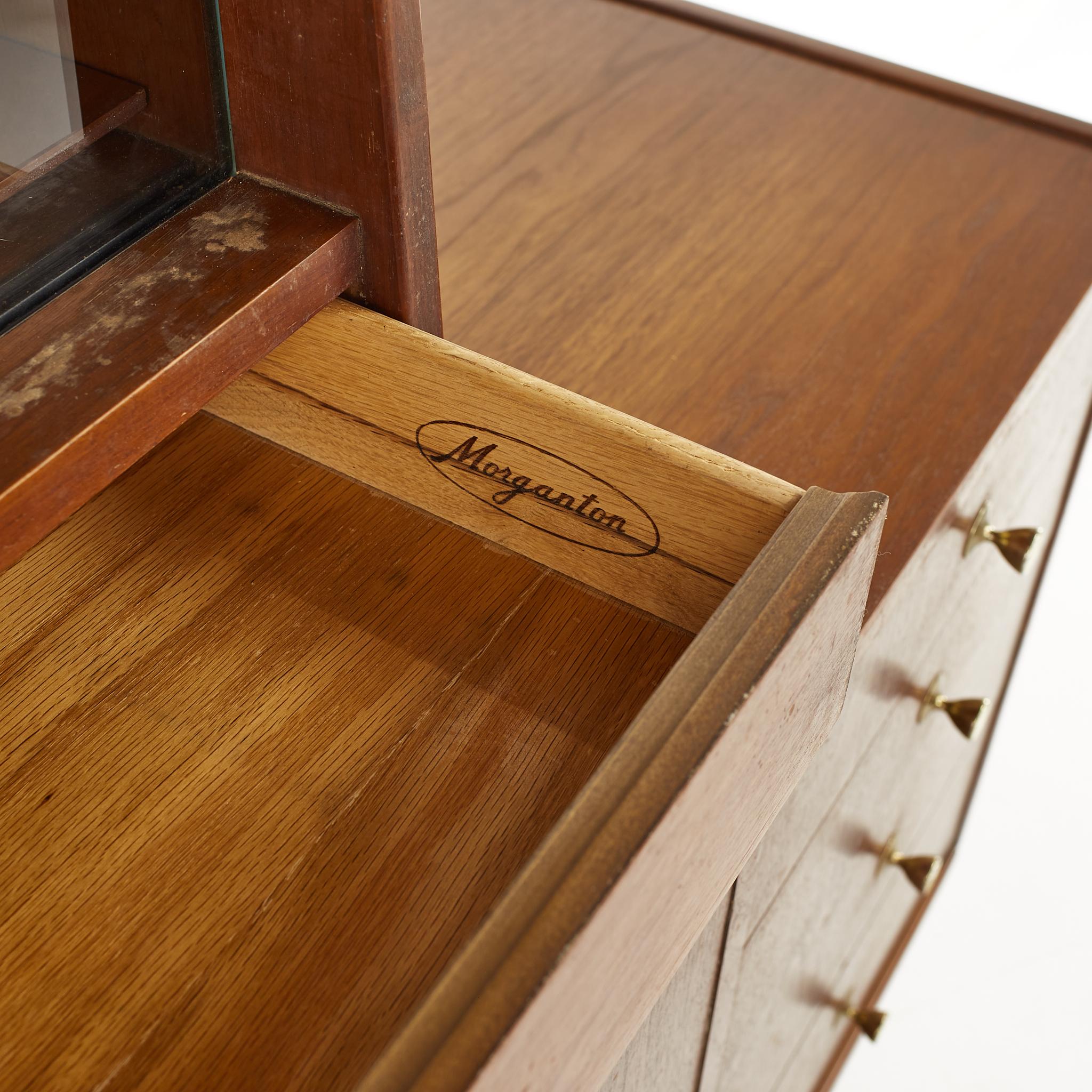 George Nelson Style Morganton Mid-Century Walnut Buffet and Hutch 4