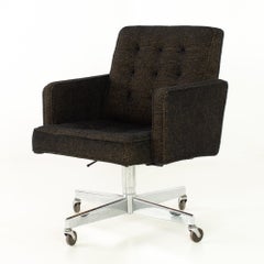 Chaise de bureau de style George Nelson Shaw Walker en laine matelassée et chromée