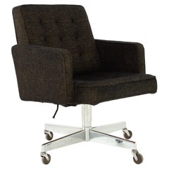 Retro George Nelson Style Shaw Walker Chrome Tufted Wool Upholstered Office Desk Chair