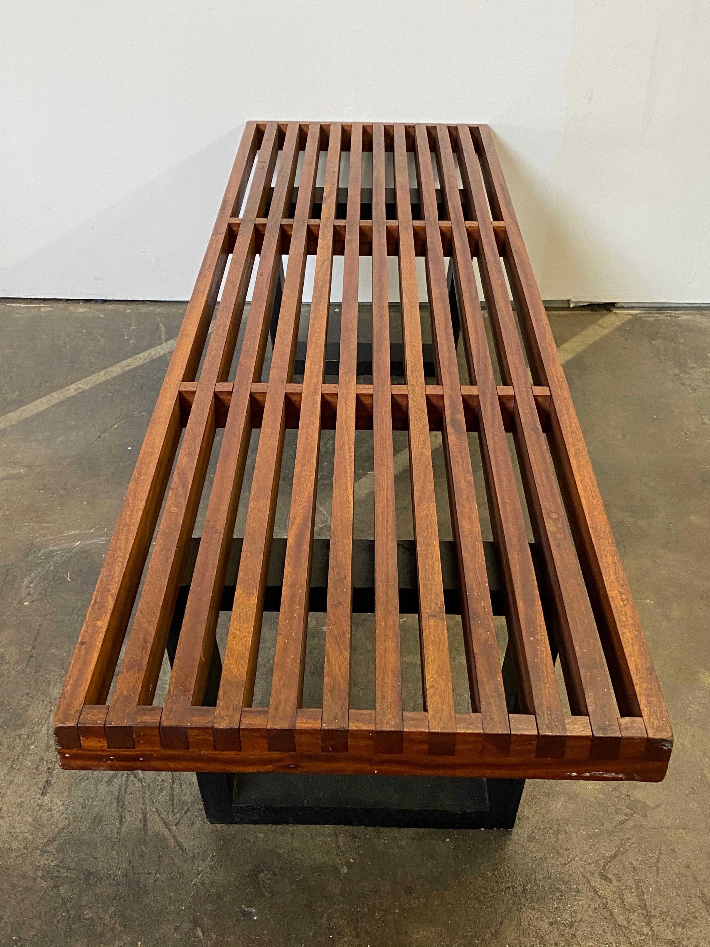 Wood George Nelson Style Slat Bench