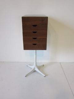 George Nelson Styled Walnut Jewelry Cabinet Chest