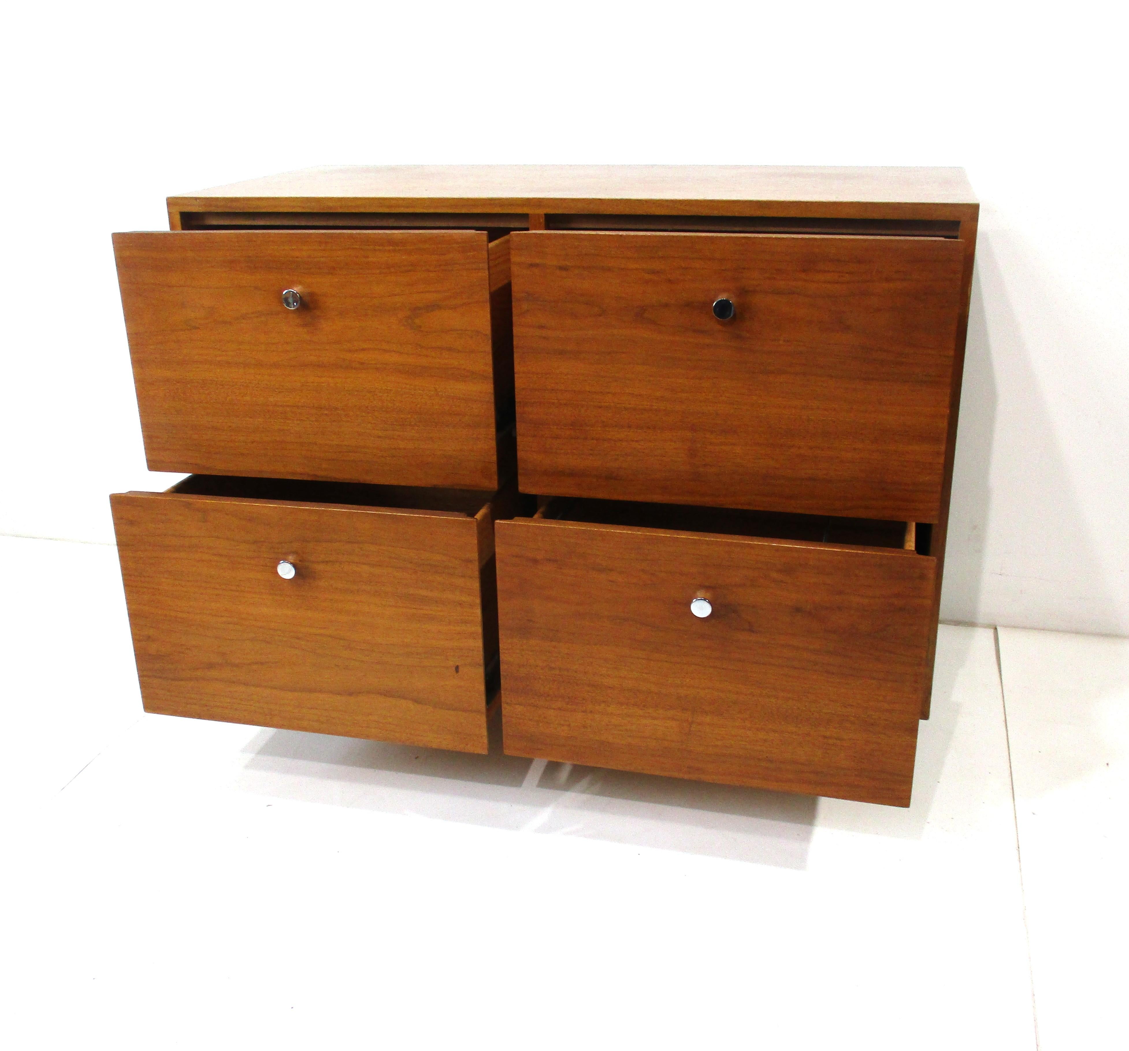 George Nelson Styled Walnut Mid Century Credenza / File Cabinet In Good Condition For Sale In Cincinnati, OH