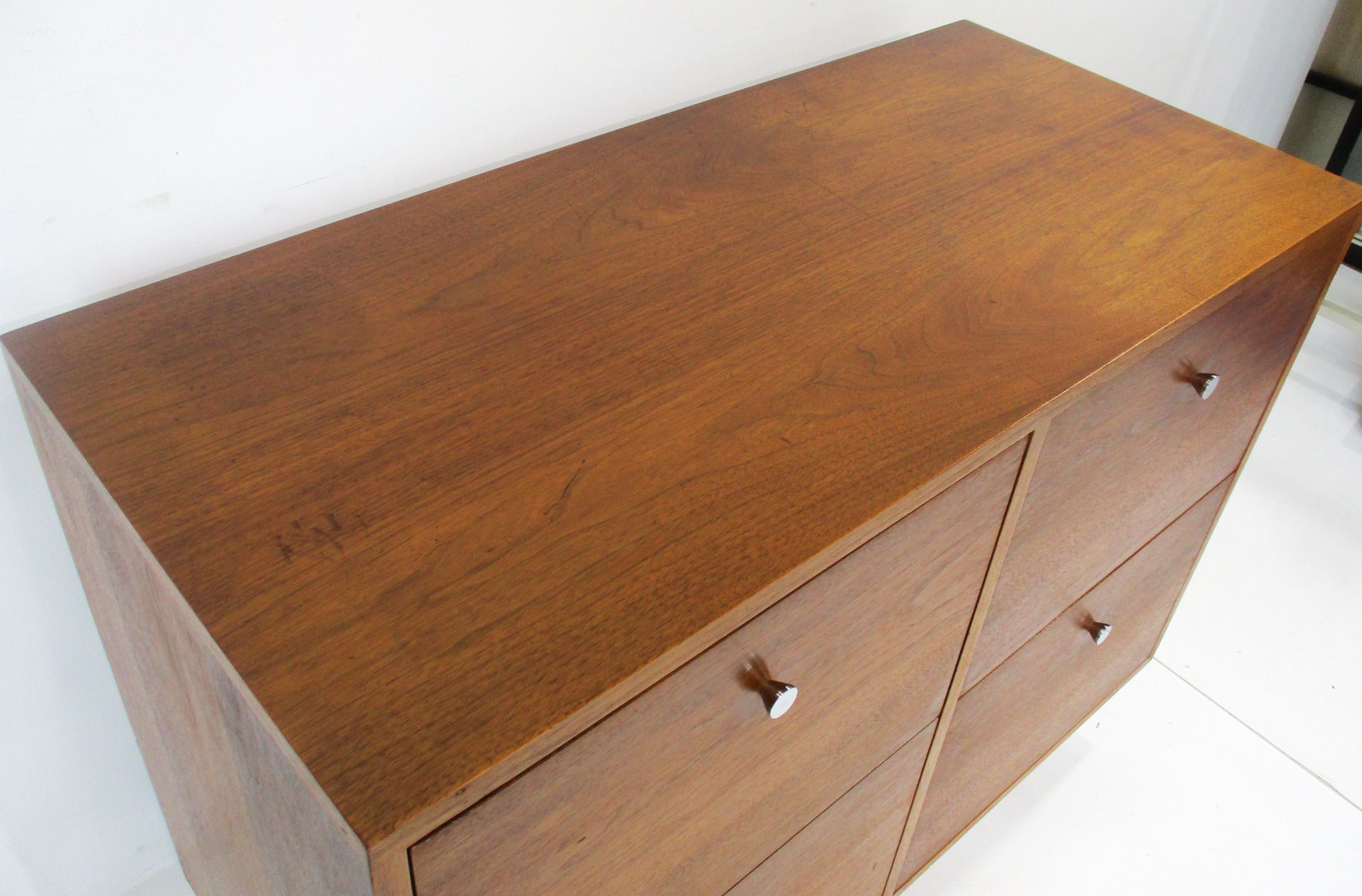George Nelson Styled Walnut Mid Century Credenza / File Cabinet For Sale 2