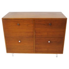 George Nelson Styled Walnut Mid Century Credenza / File Cabinet  