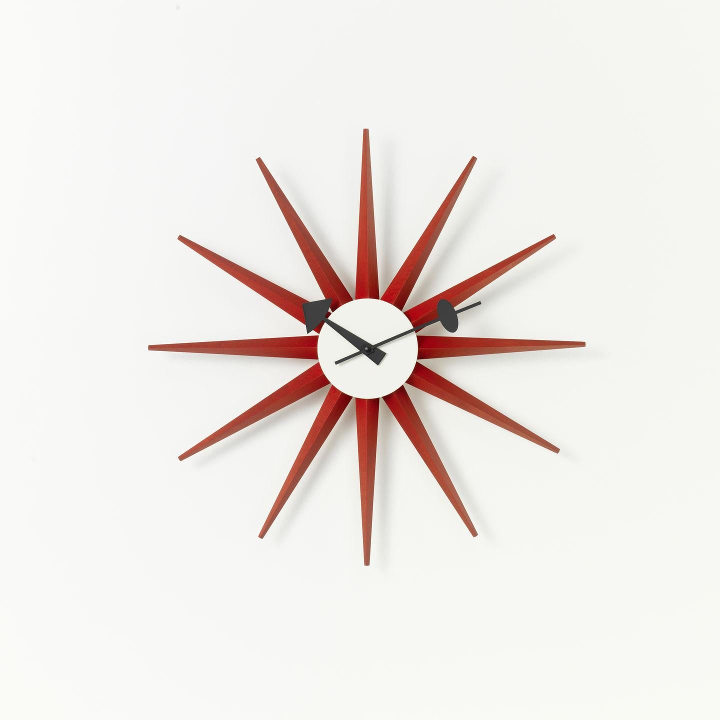Clock designed by George Nelson in 1948/60.
Manufactured by Vitra, Switzerland.

In 1947, the American designer George Nelson was commissioned to create a collection of clocks. Nelson analysed how people used clocks and concluded that they read