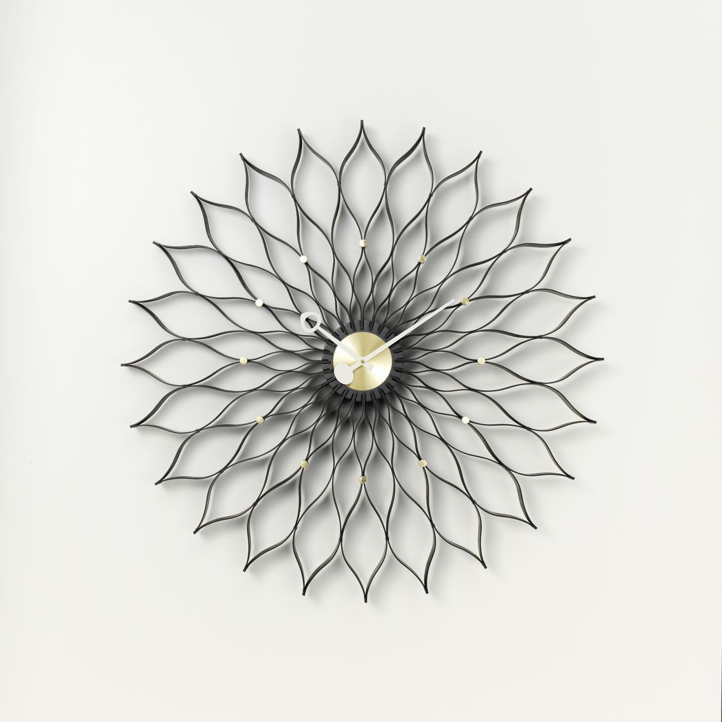Mid-Century Modern George Nelson Sunflower Wall Clock, Wood and Metal by Vitra