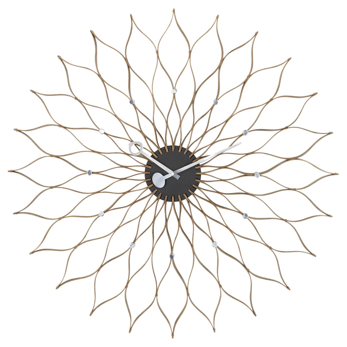 Nelson Sunflower Wall Clock, Wood and Metal by Vitra For Sale at