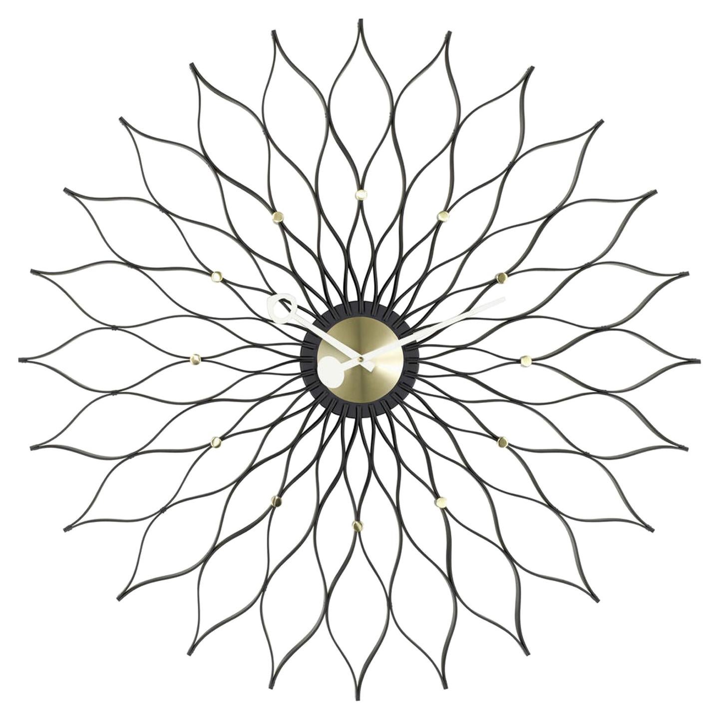 George Nelson Sunflower Wall Clock, Wood and Metal by Vitra