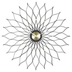 George Nelson Sunflower Wall Clock, Wood and Metal by Vitra