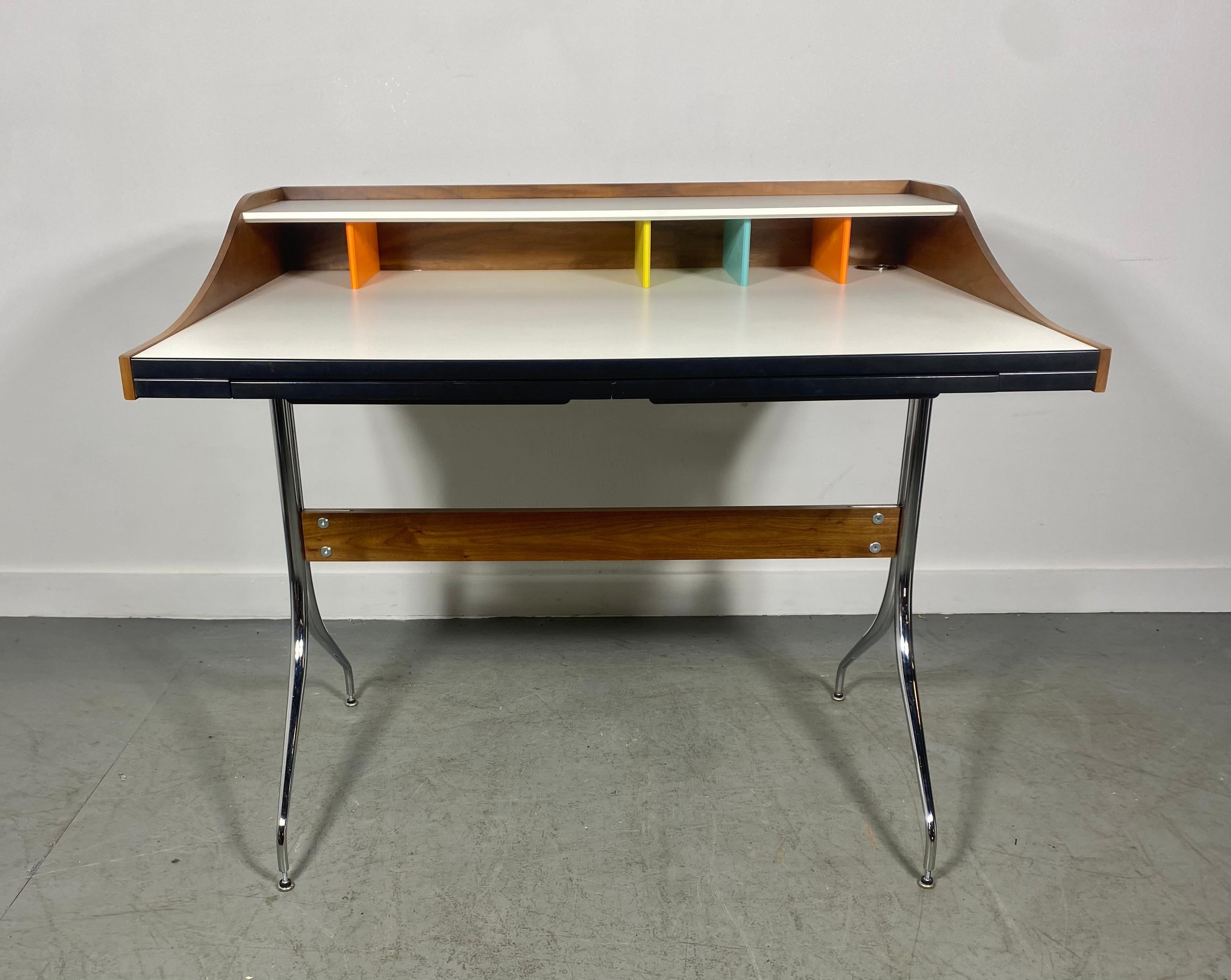George Nelson/Herman Miller Swag Leg Desk. Classic midcentury Design, / Newer production made, with the same style and quality as when it was designed in the 1950s. Excellent condition.
