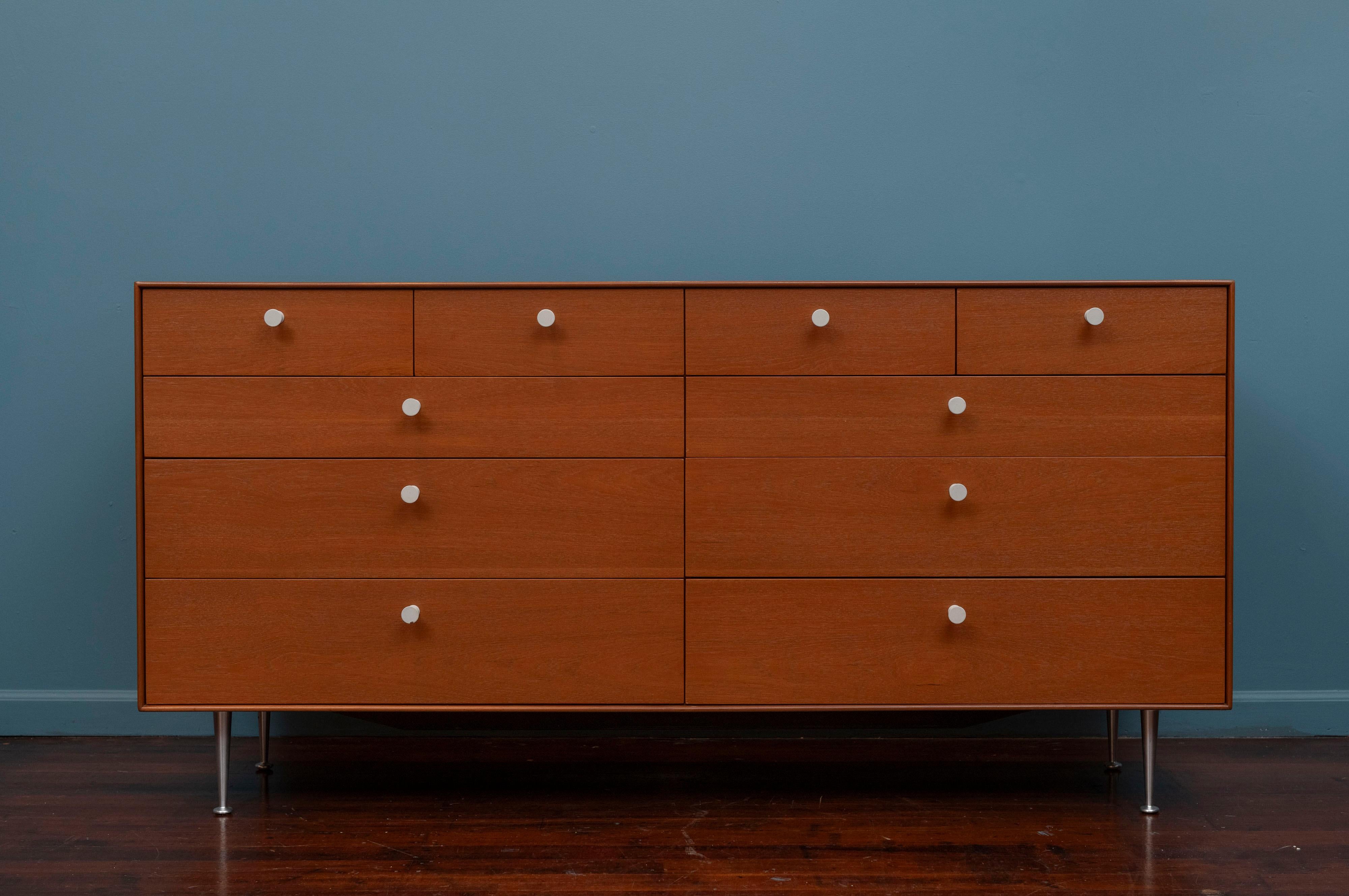 George Nelson design Thin Edge Group dresser for Herman Miller. Sophisticated looking and very functional as a daily dresser. Comprising four smaller drawers across the top and three larger drawers descending on each side. Drawer dividers in each of