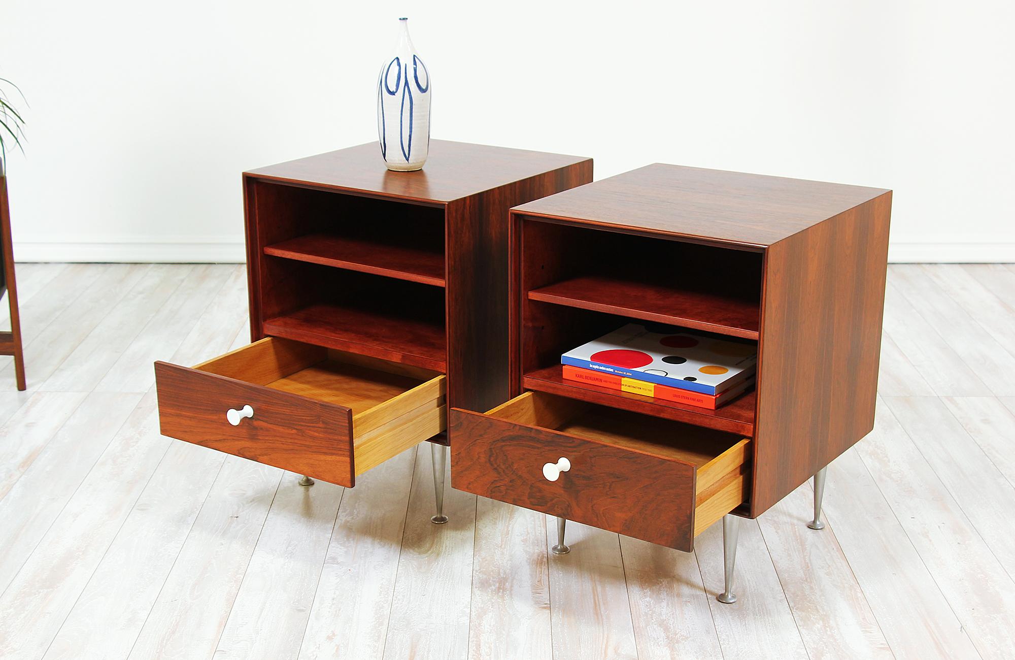 George Nelson 'Thin Edge' Rosewood Night Stands for Herman Miller In Excellent Condition In Los Angeles, CA