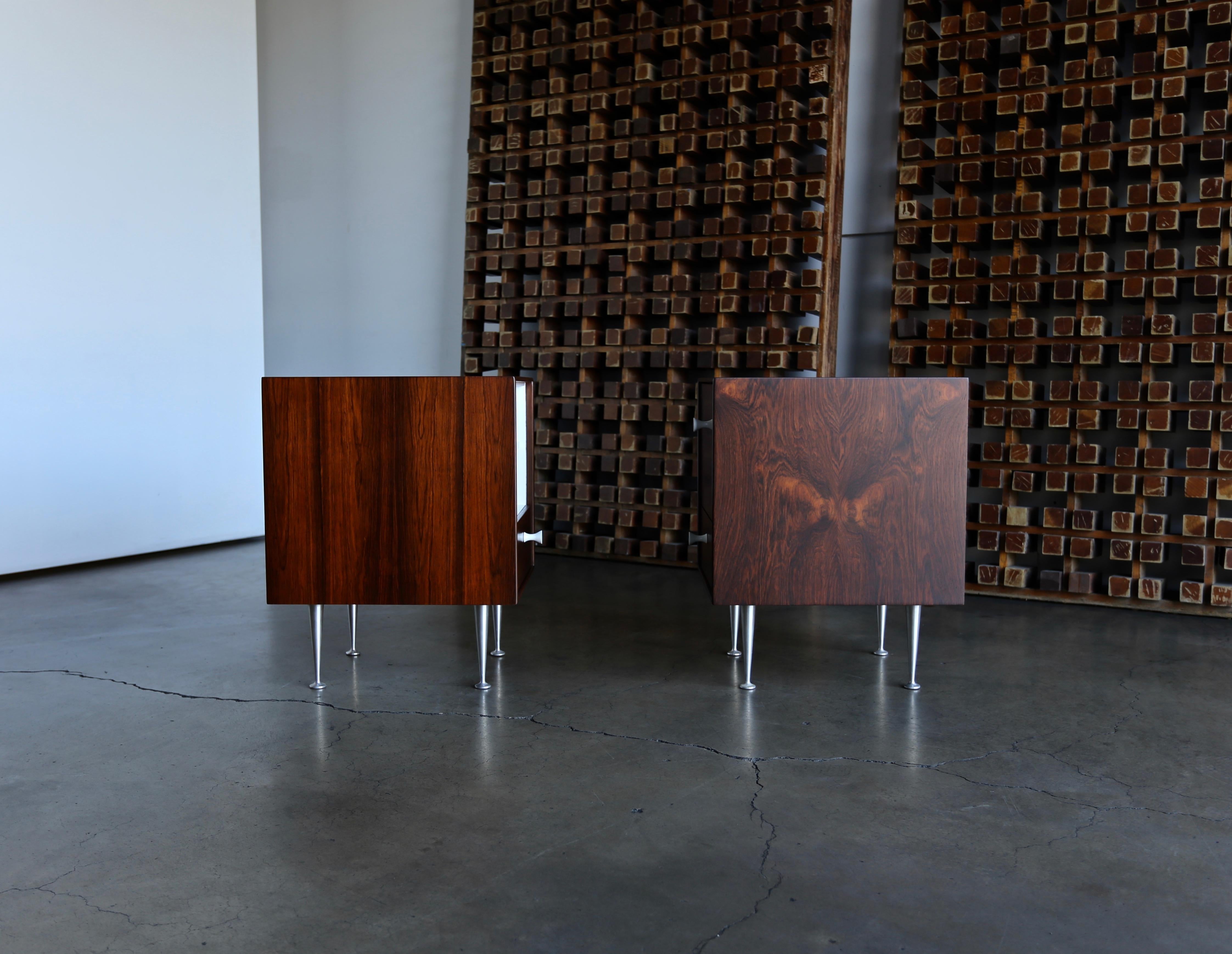 Mid-Century Modern George Nelson Thin Edge Rosewood Nightstands for Herman Miller, circa 1952