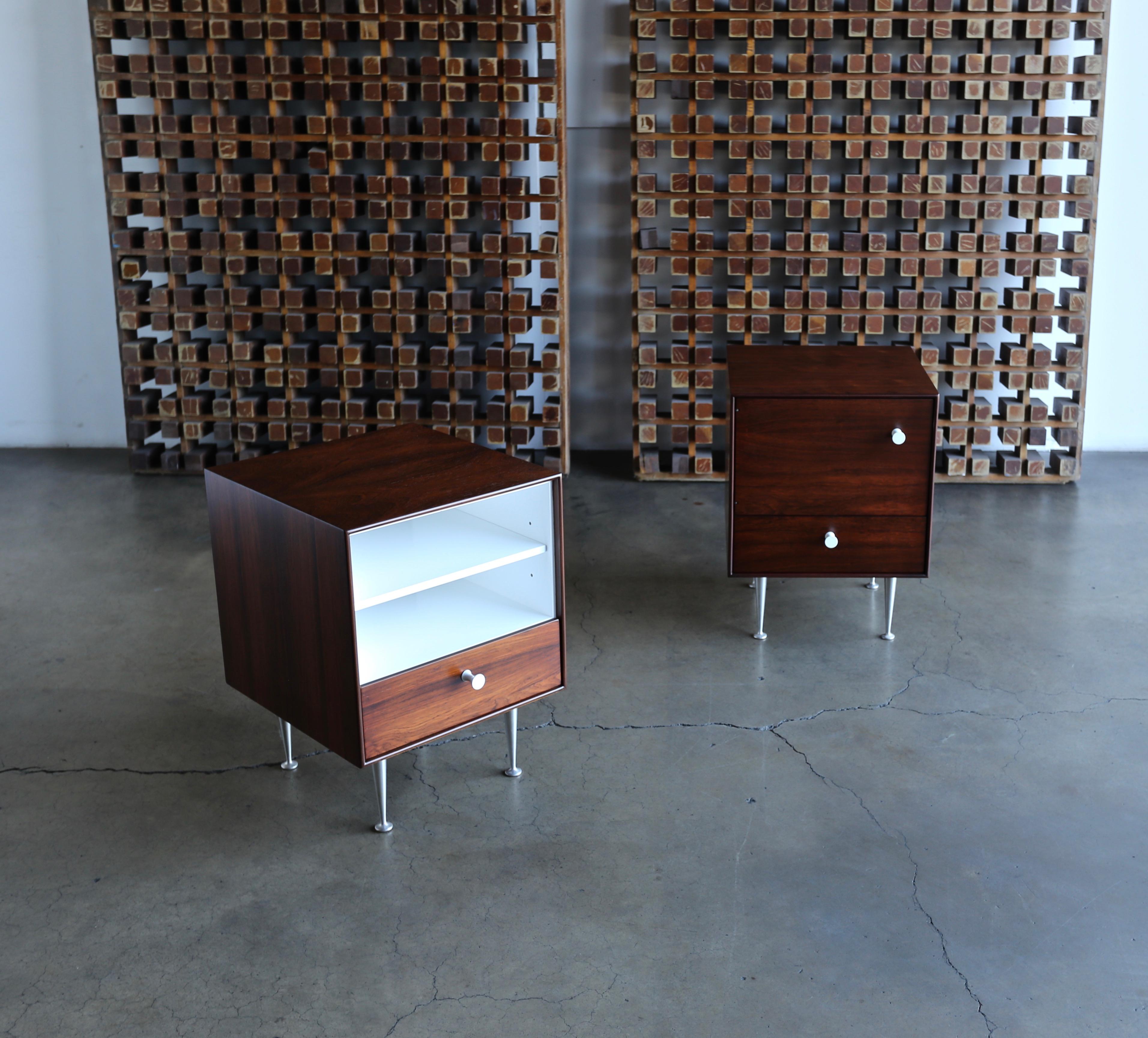 George Nelson Thin Edge Rosewood Nightstands for Herman Miller, circa 1952 In Good Condition In Costa Mesa, CA